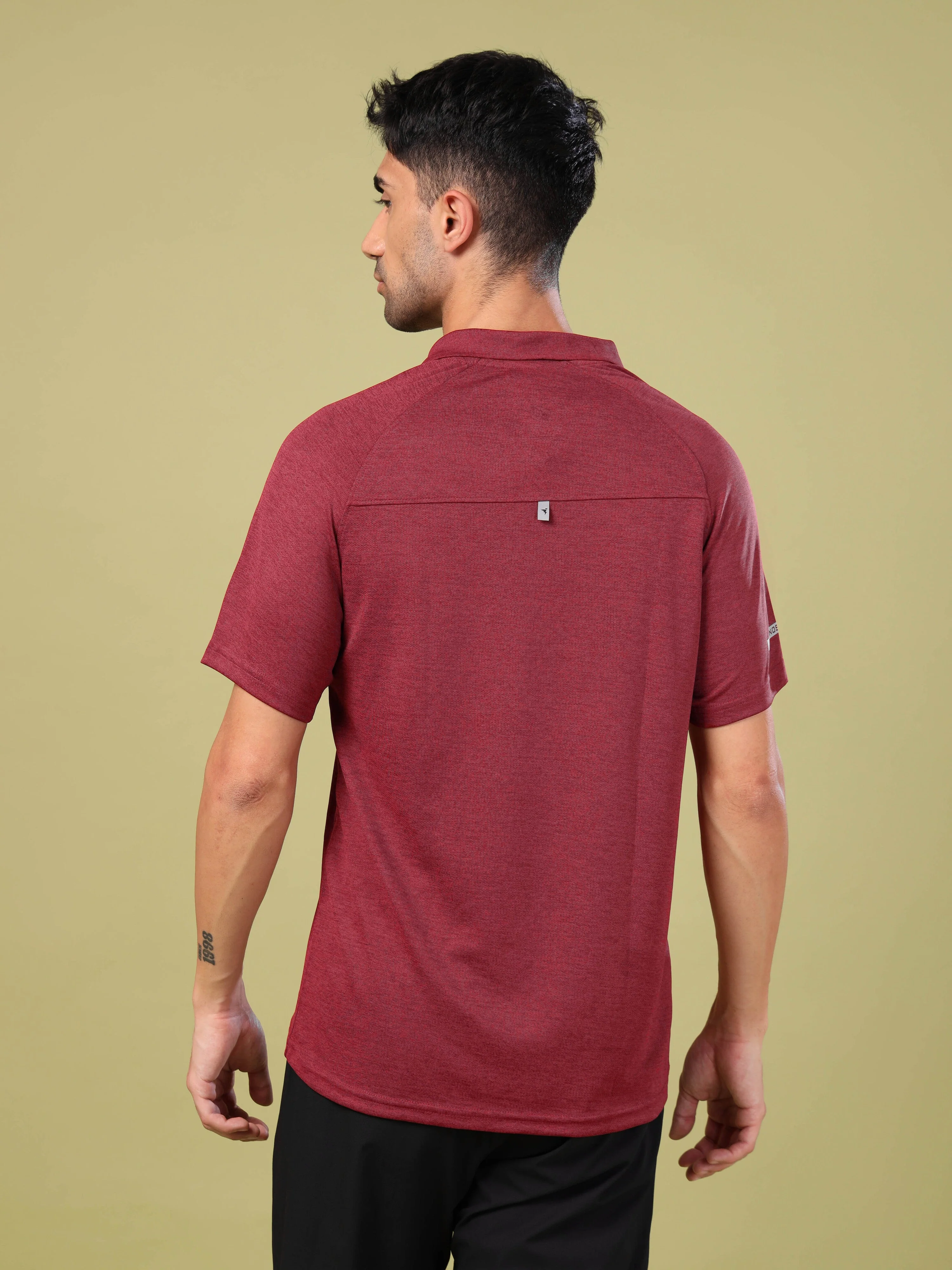 Men Melange Slim Fit Polo T-shirt with DOUBLE COOL - Image 3