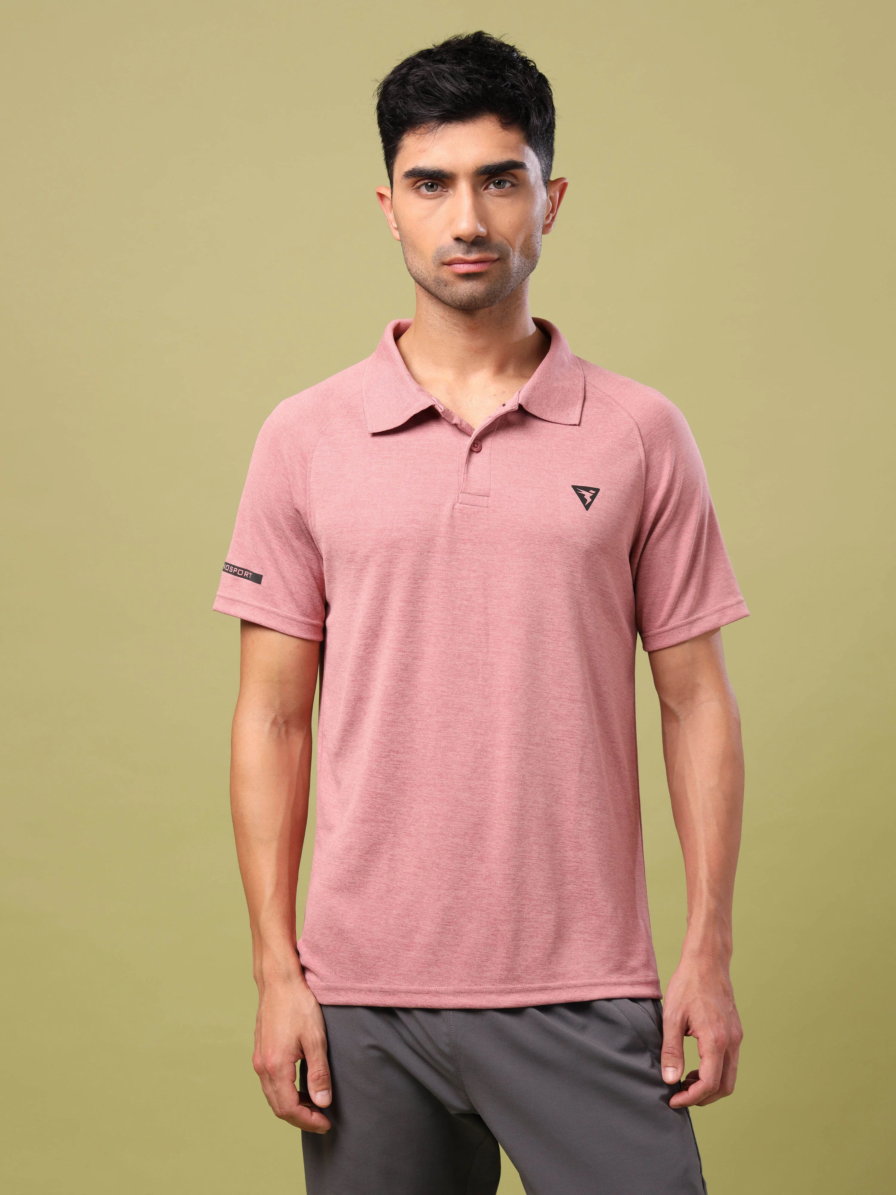 Men Melange Slim Fit Polo T-shirt with DOUBLE COOL - Image 2
