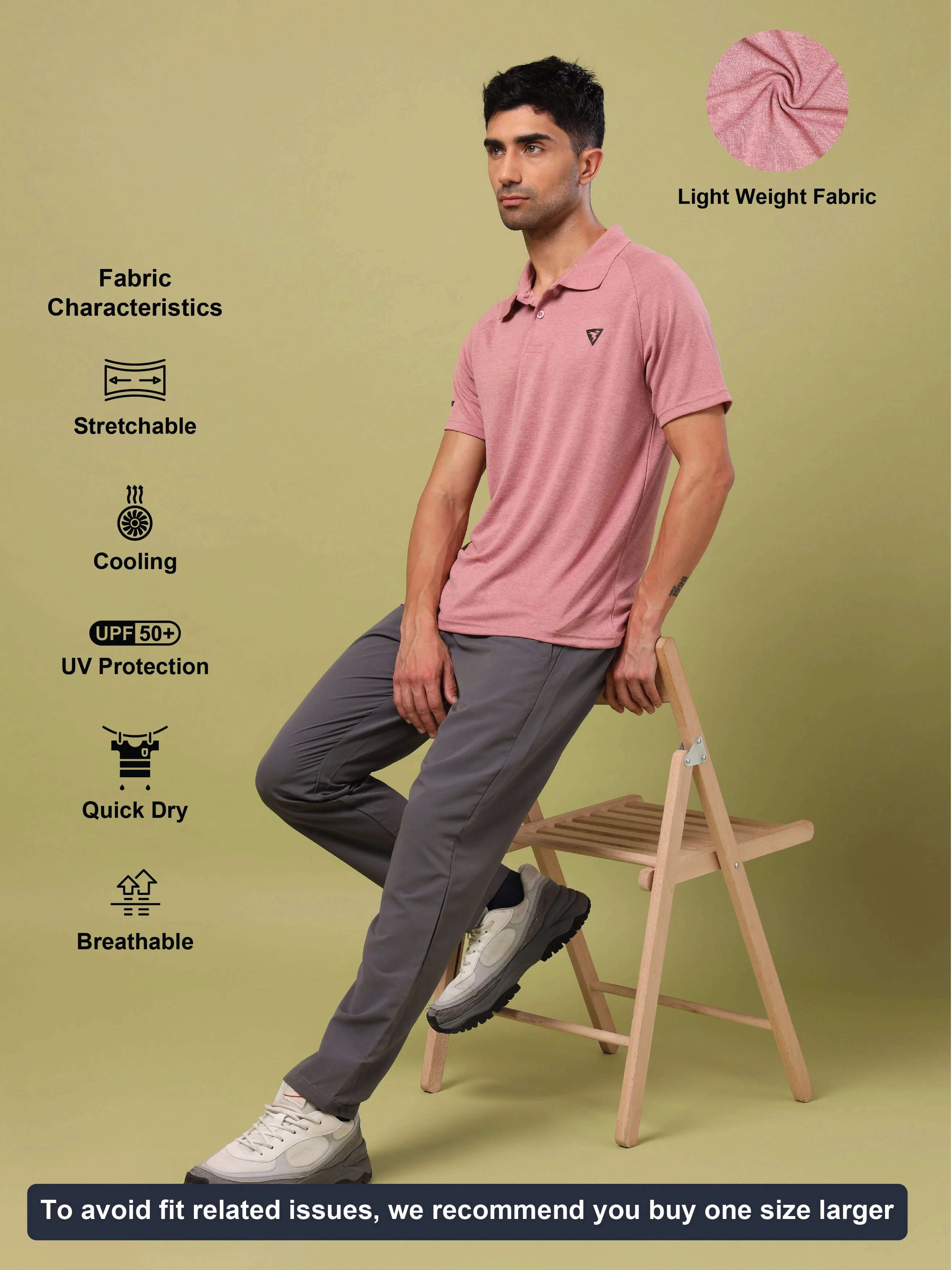 Men Melange Slim Fit Polo T-shirt with DOUBLE COOL - Image 4