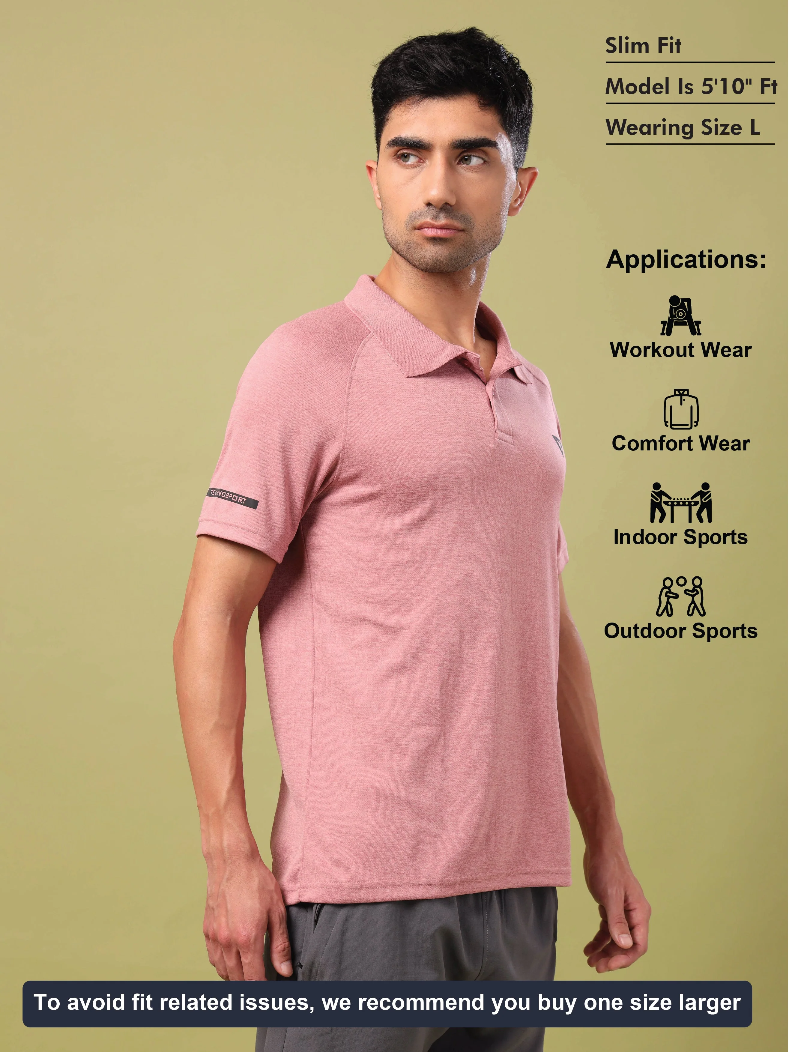 Men Melange Slim Fit Polo T-shirt with DOUBLE COOL - Image 5