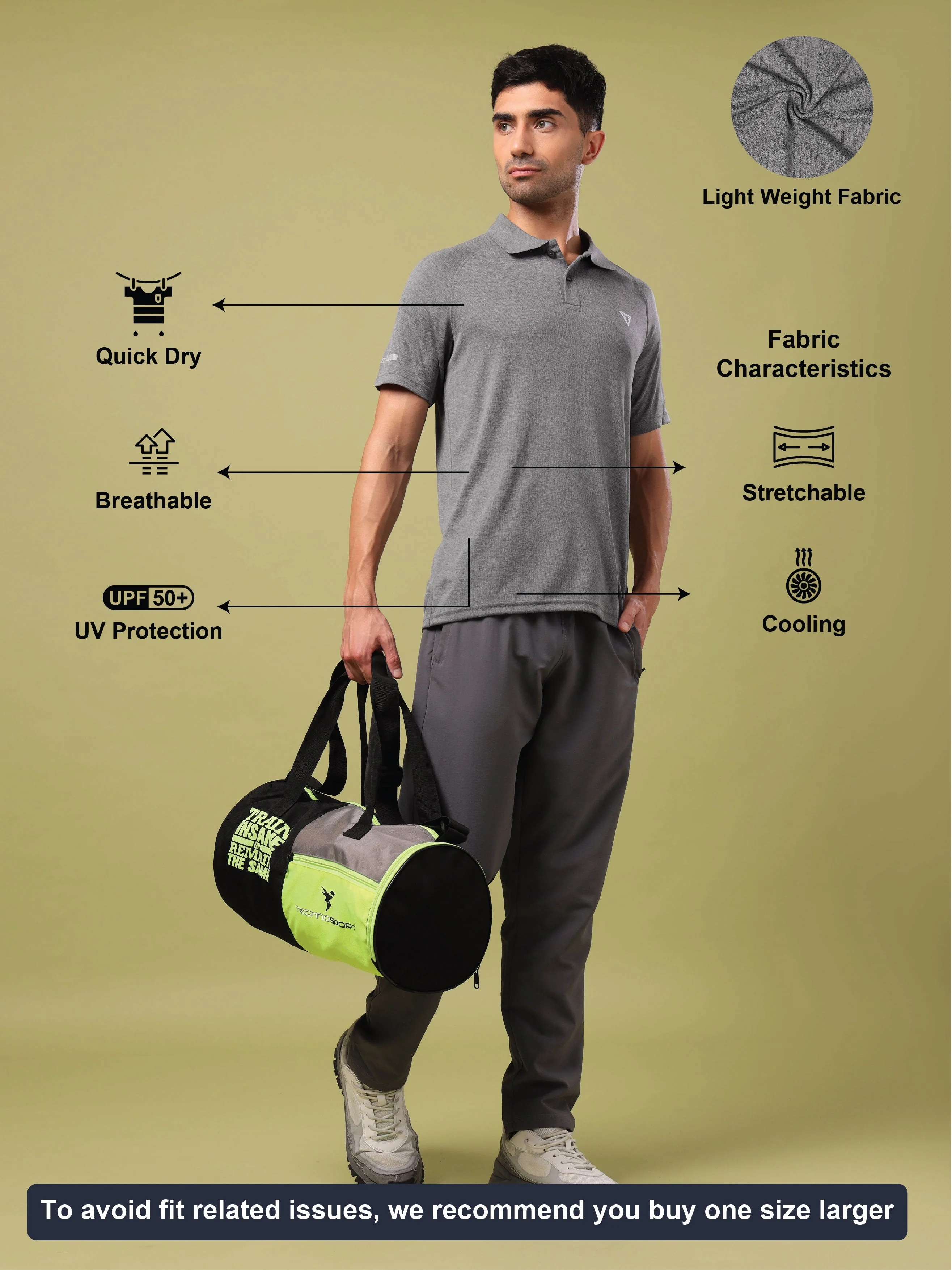 Men Melange Slim Fit Polo T-shirt with DOUBLE COOL - Image 4