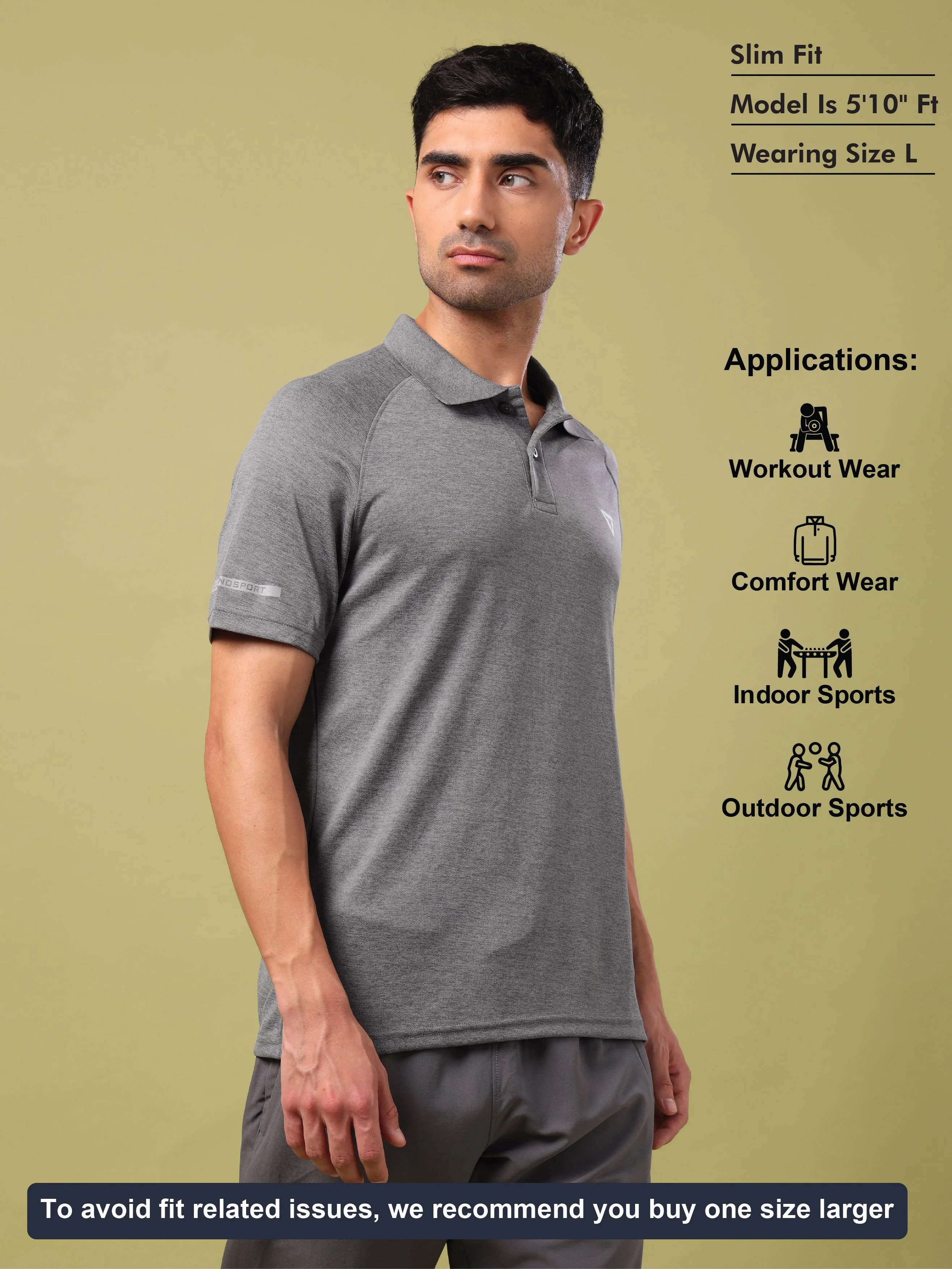 Men Melange Slim Fit Polo T-shirt with DOUBLE COOL - Image 5