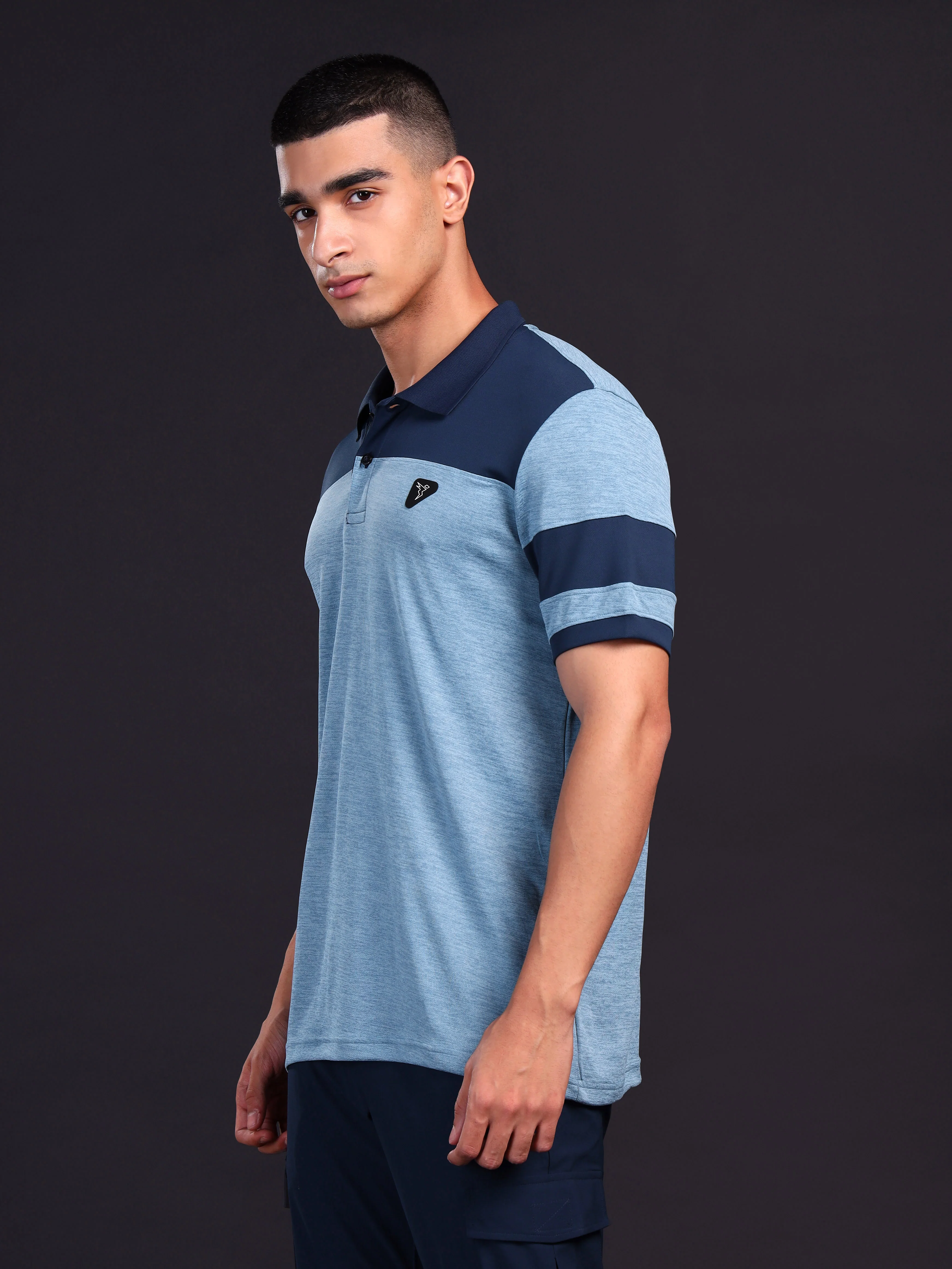 Men Melange Slim Fit Polo T-shirt with DOUBLE COOL - Image 4