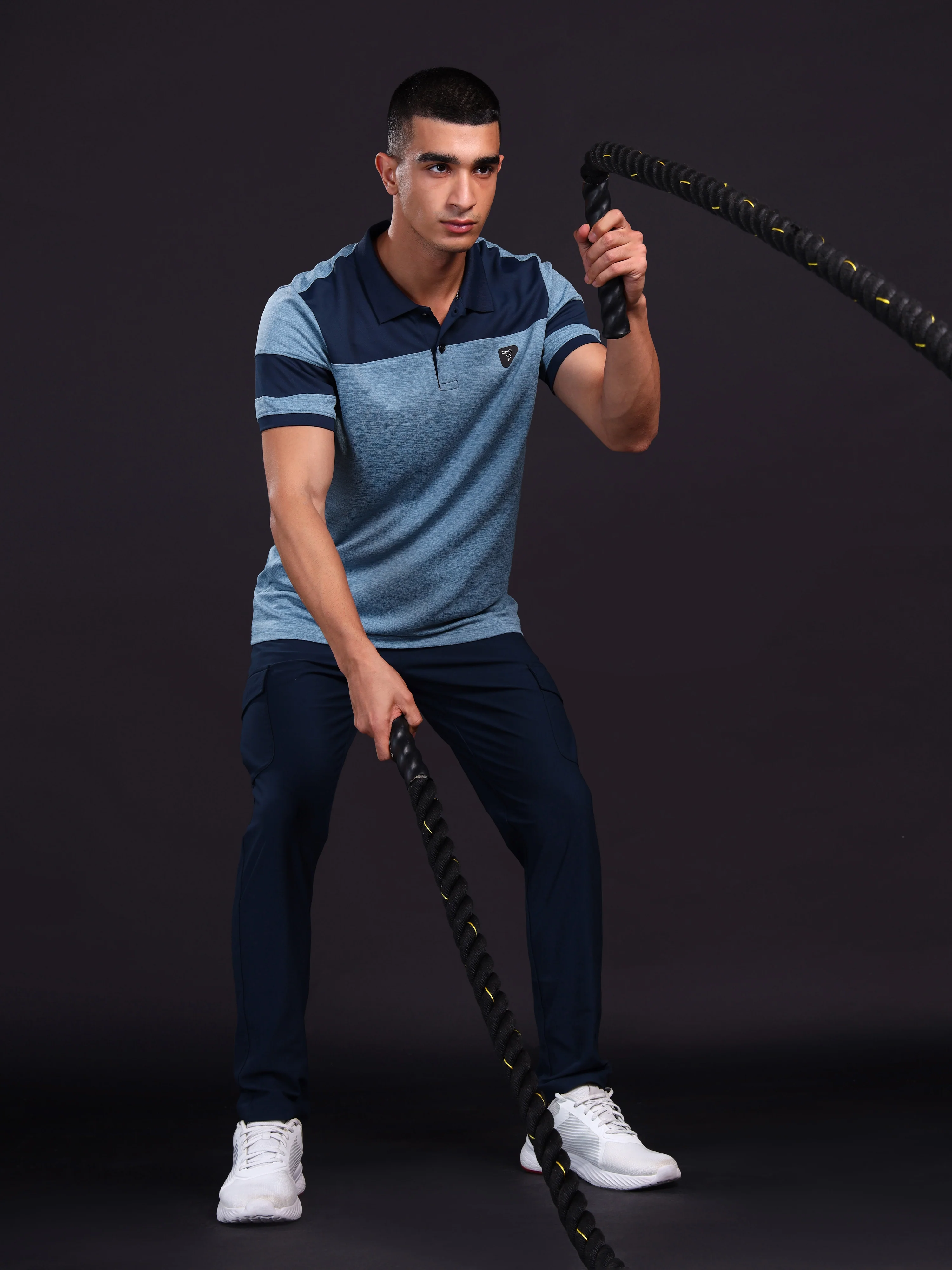 Men Melange Slim Fit Polo T-shirt with DOUBLE COOL - Image 5