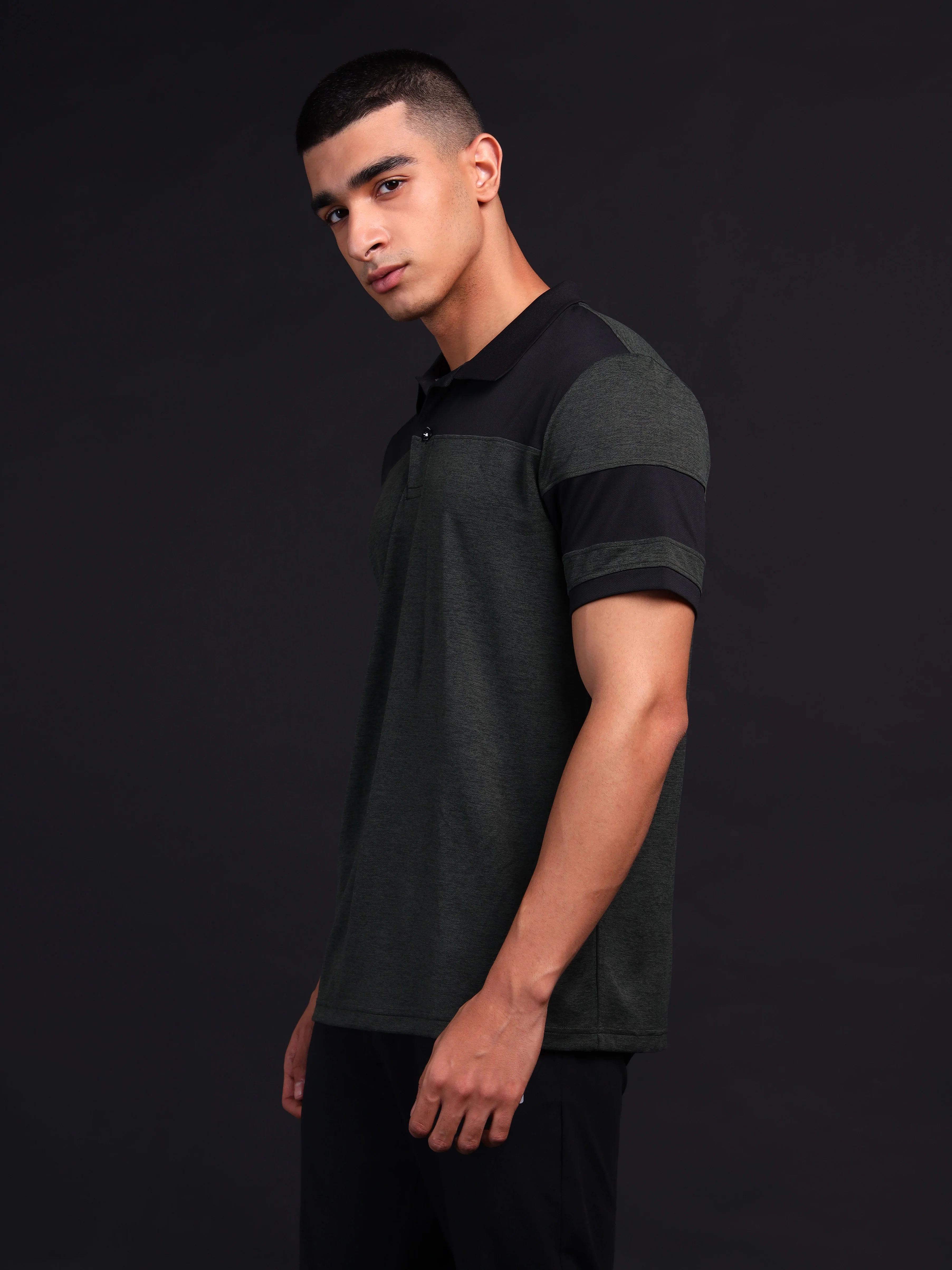 Men Melange Slim Fit Polo T-shirt with DOUBLE COOL - Image 3