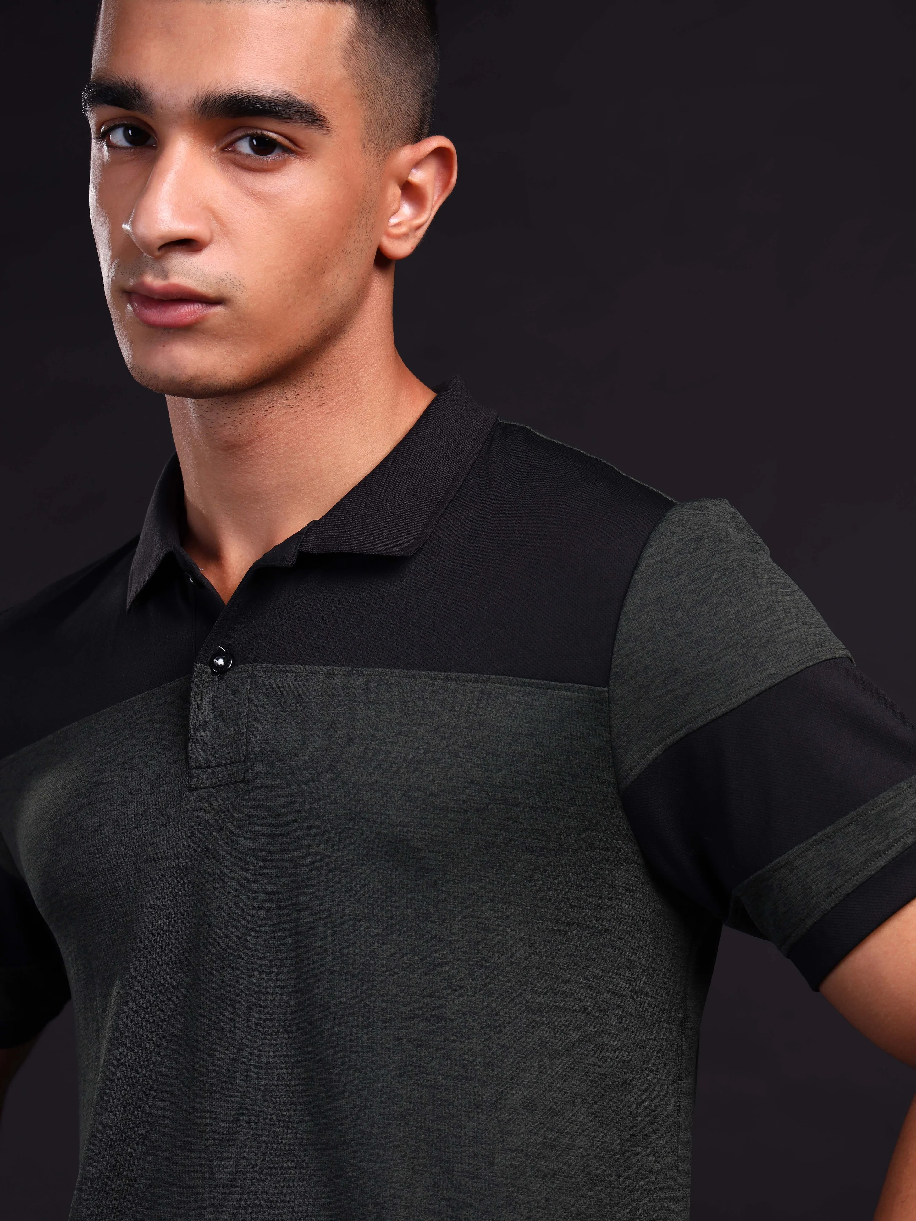 Men Melange Slim Fit Polo T-shirt with DOUBLE COOL - Image 5