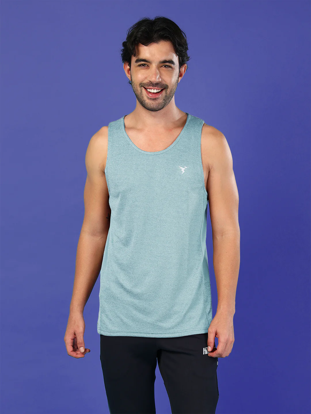 Men Melange Slim Fit Round Neck Sports Innerwear Vest with DOUBLE COOL - Image 2