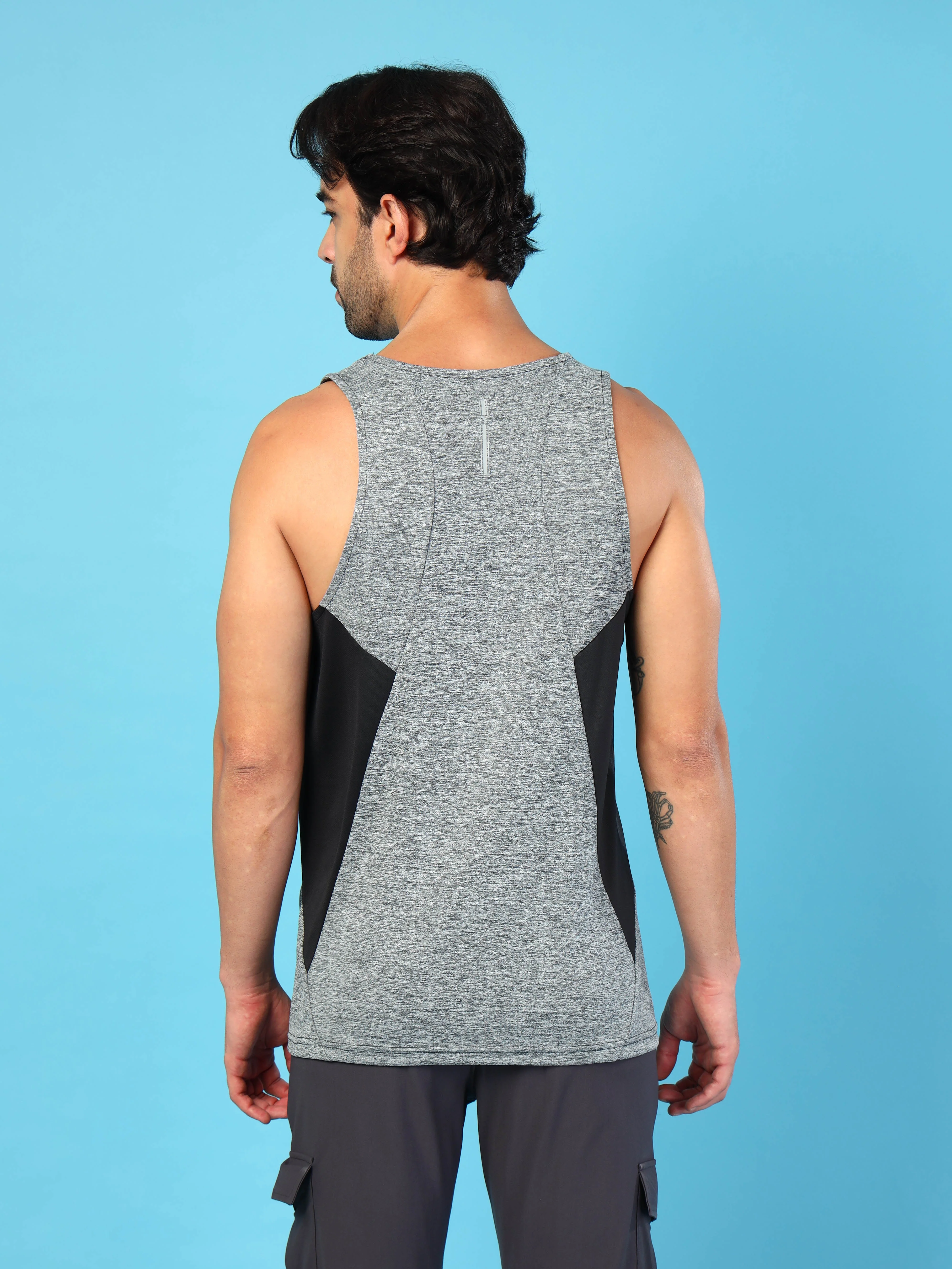 Men Melange Slim Fit Round Neck Sports Innerwear Vest with DOUBLE COOL - Image 4