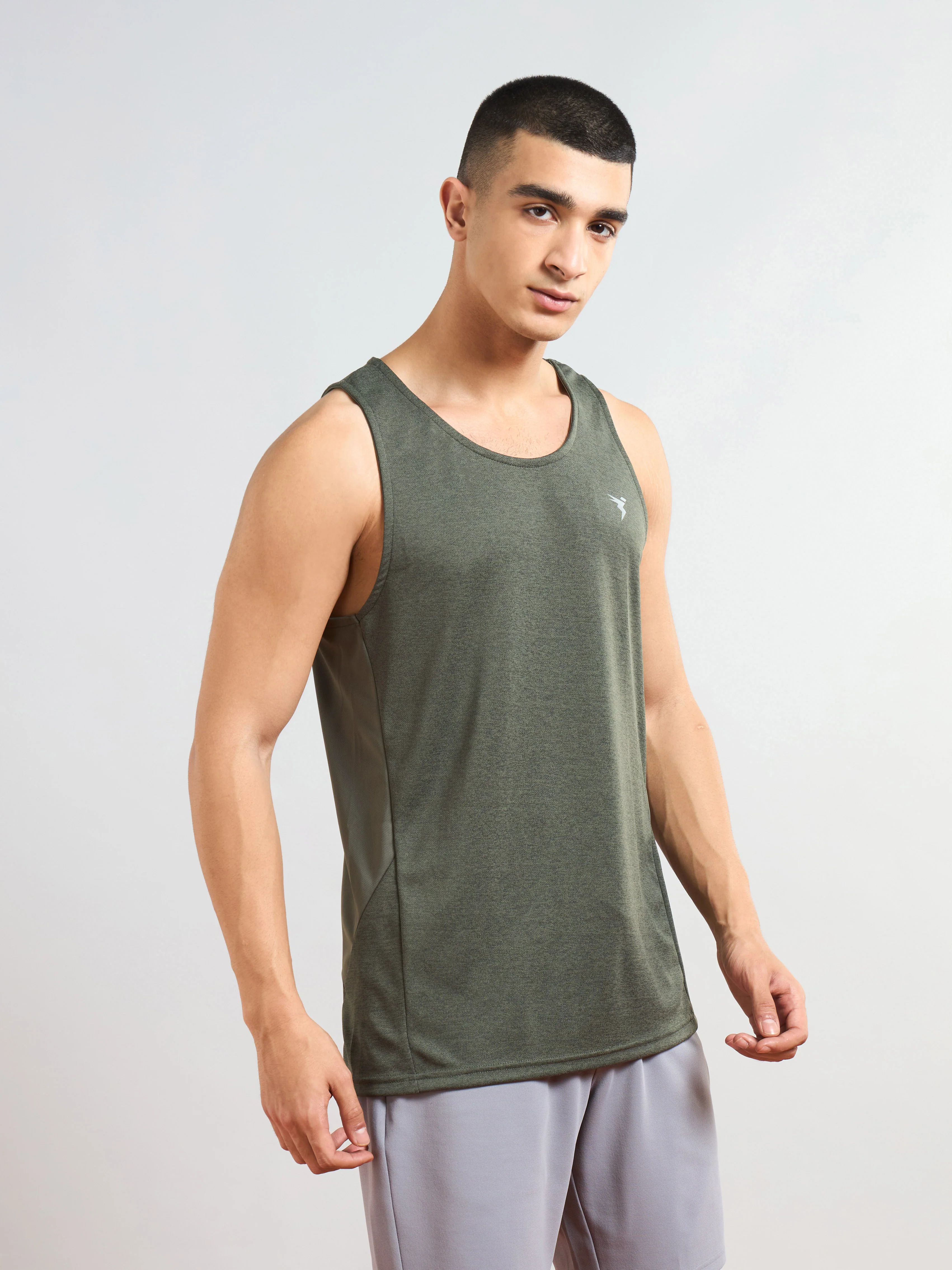 Men Melange Slim Fit Round Neck Sports Innerwear Vest with DOUBLE COOL - Image 4
