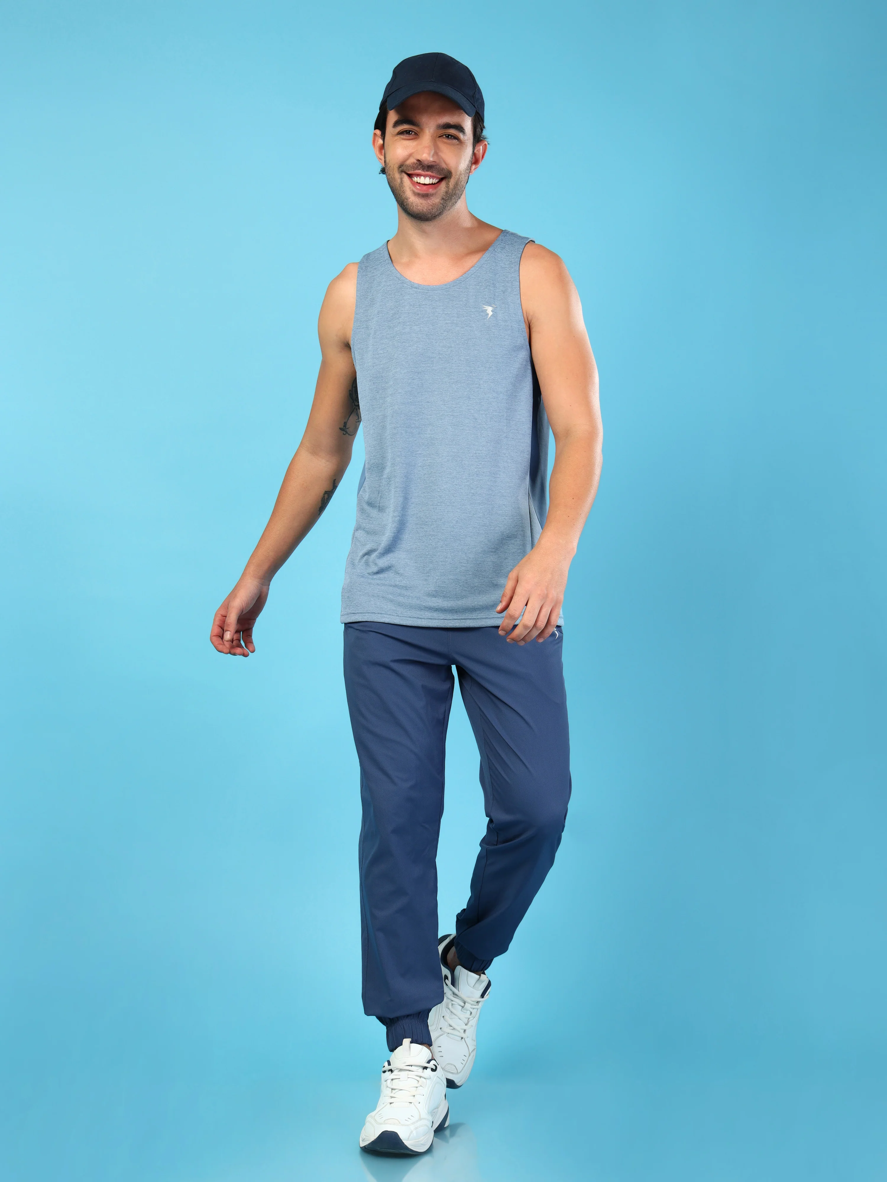 Men Melange Slim Fit Round Neck Sports Innerwear Vest with DOUBLE COOL - Image 5