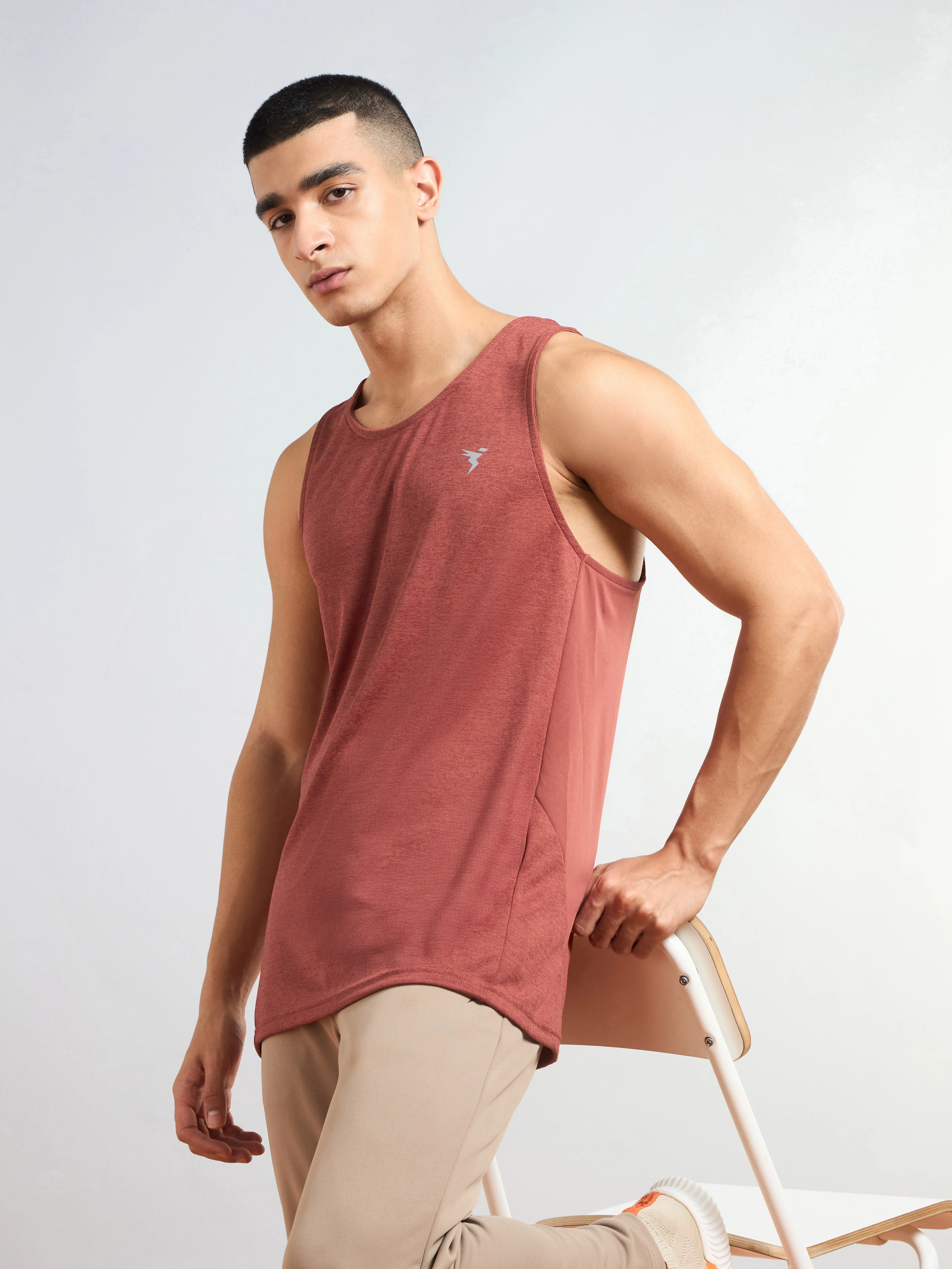 Men Melange Slim Fit Round Neck Sports Innerwear Vest with DOUBLE COOL - Image 3