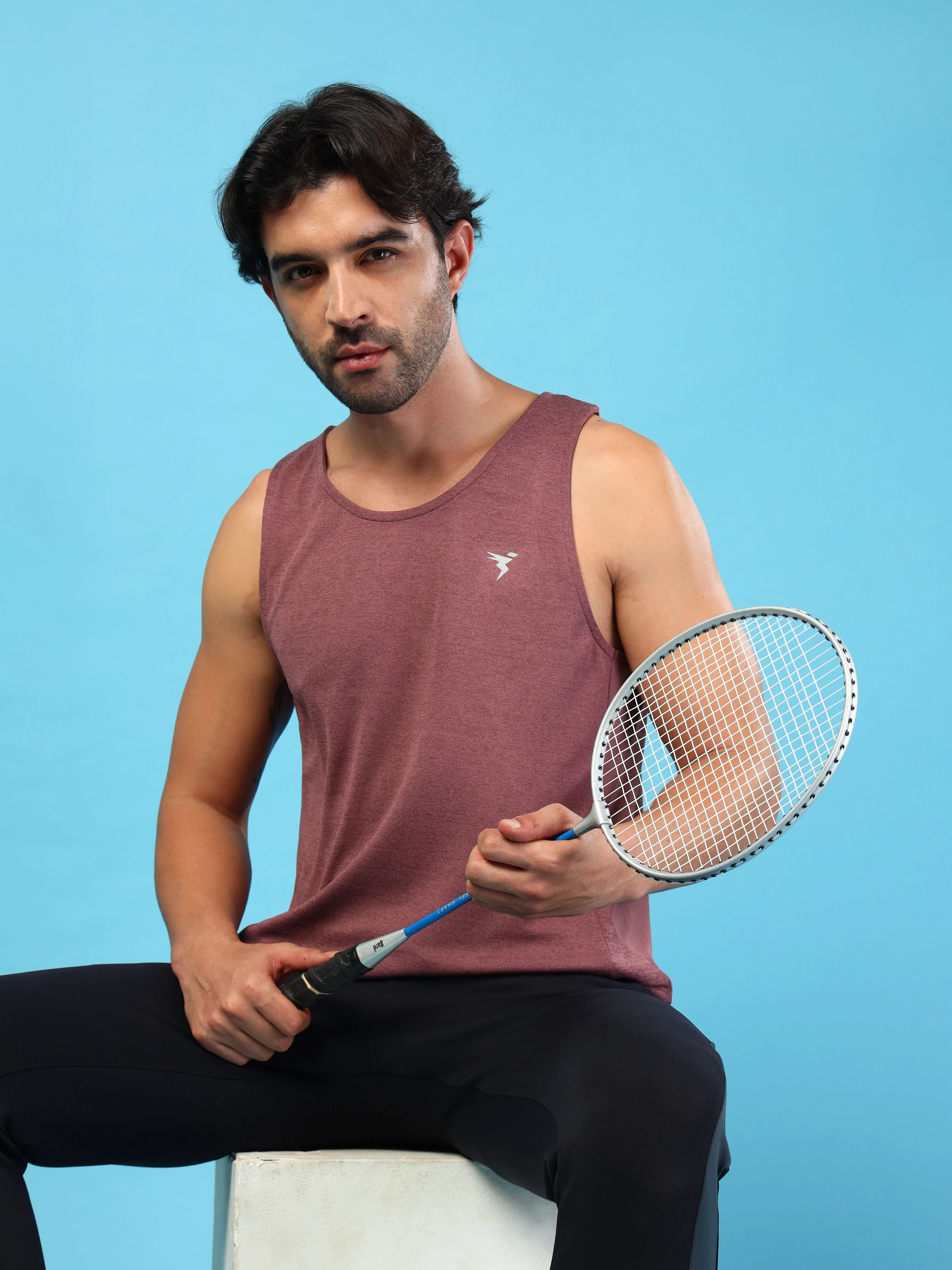 Men Melange Slim Fit Round Neck Sports Innerwear Vest with DOUBLE COOL - Image 2