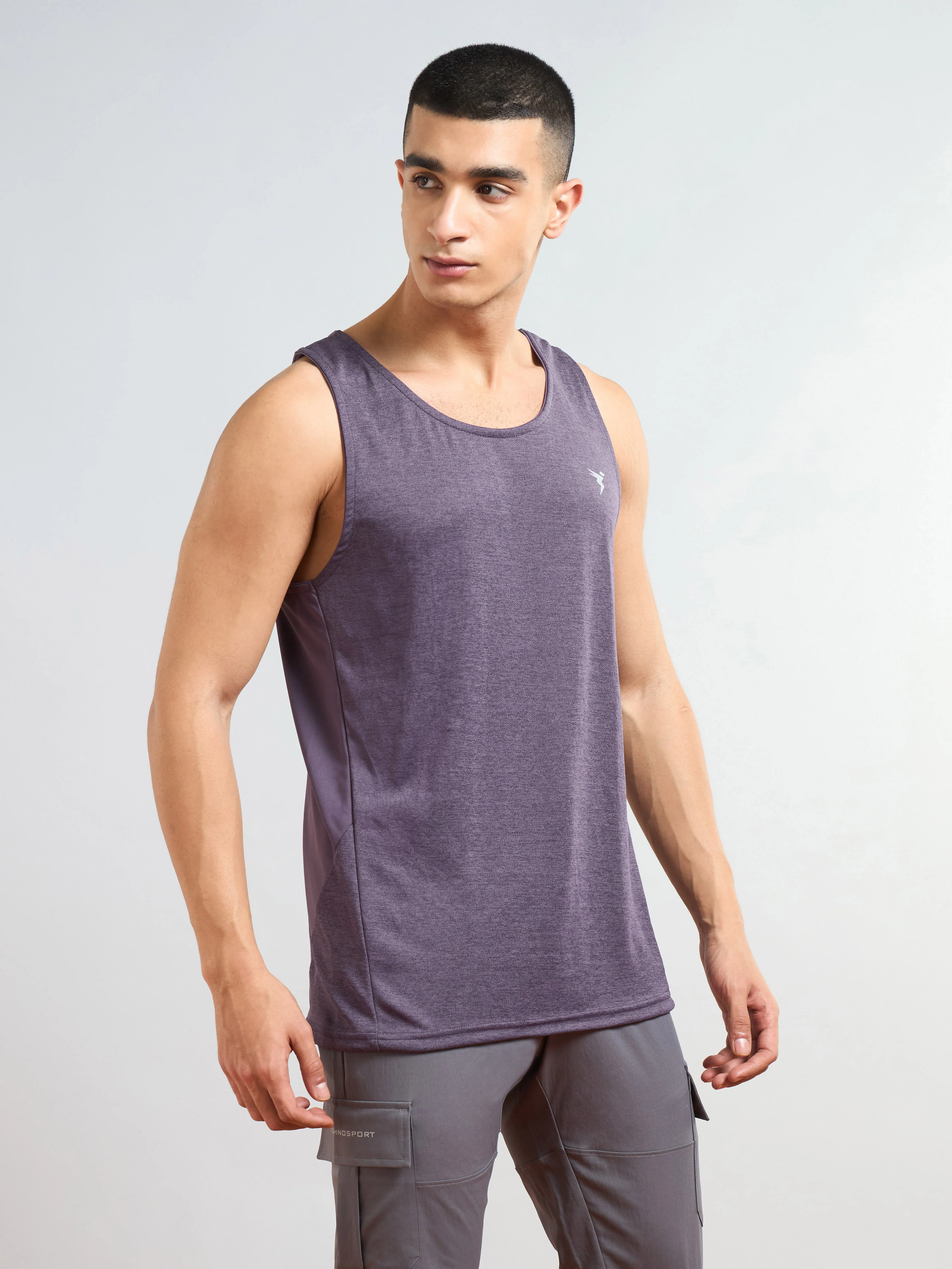 Men Melange Slim Fit Round Neck Sports Innerwear Vest with DOUBLE COOL - Image 4