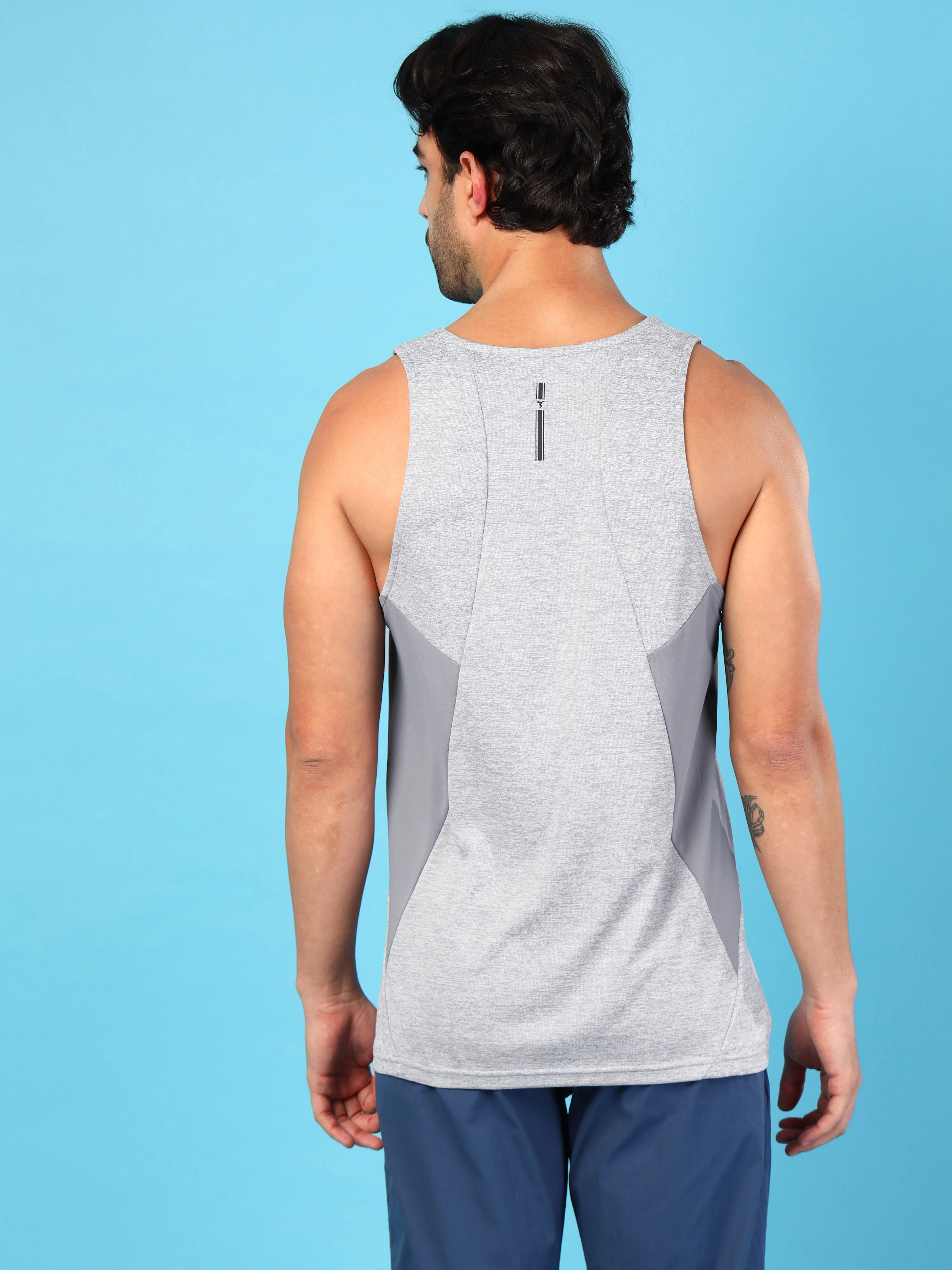 Men Melange Slim Fit Round Neck Sports Innerwear Vest with DOUBLE COOL - Image 3