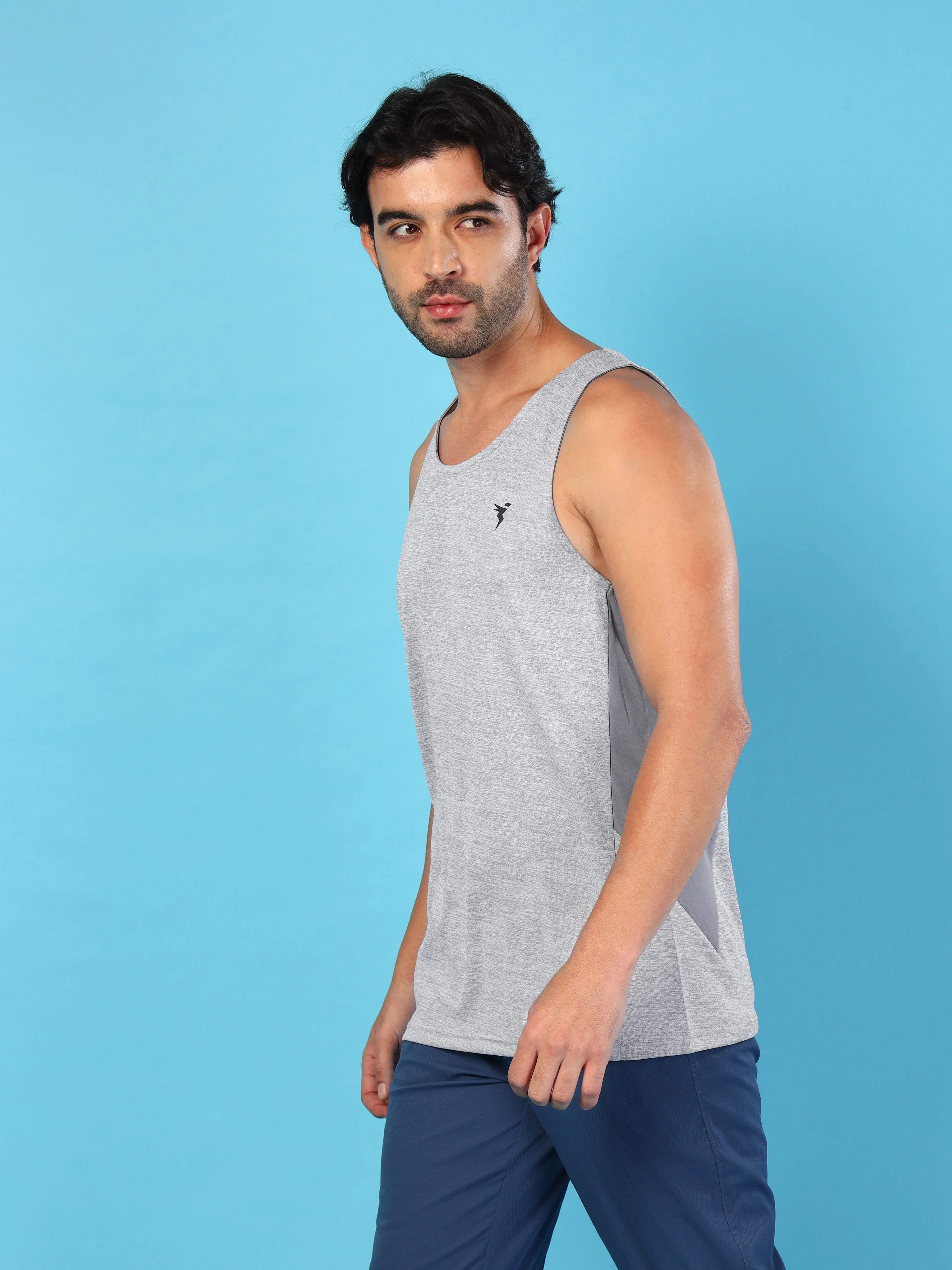 Men Melange Slim Fit Round Neck Sports Innerwear Vest with DOUBLE COOL - Image 4
