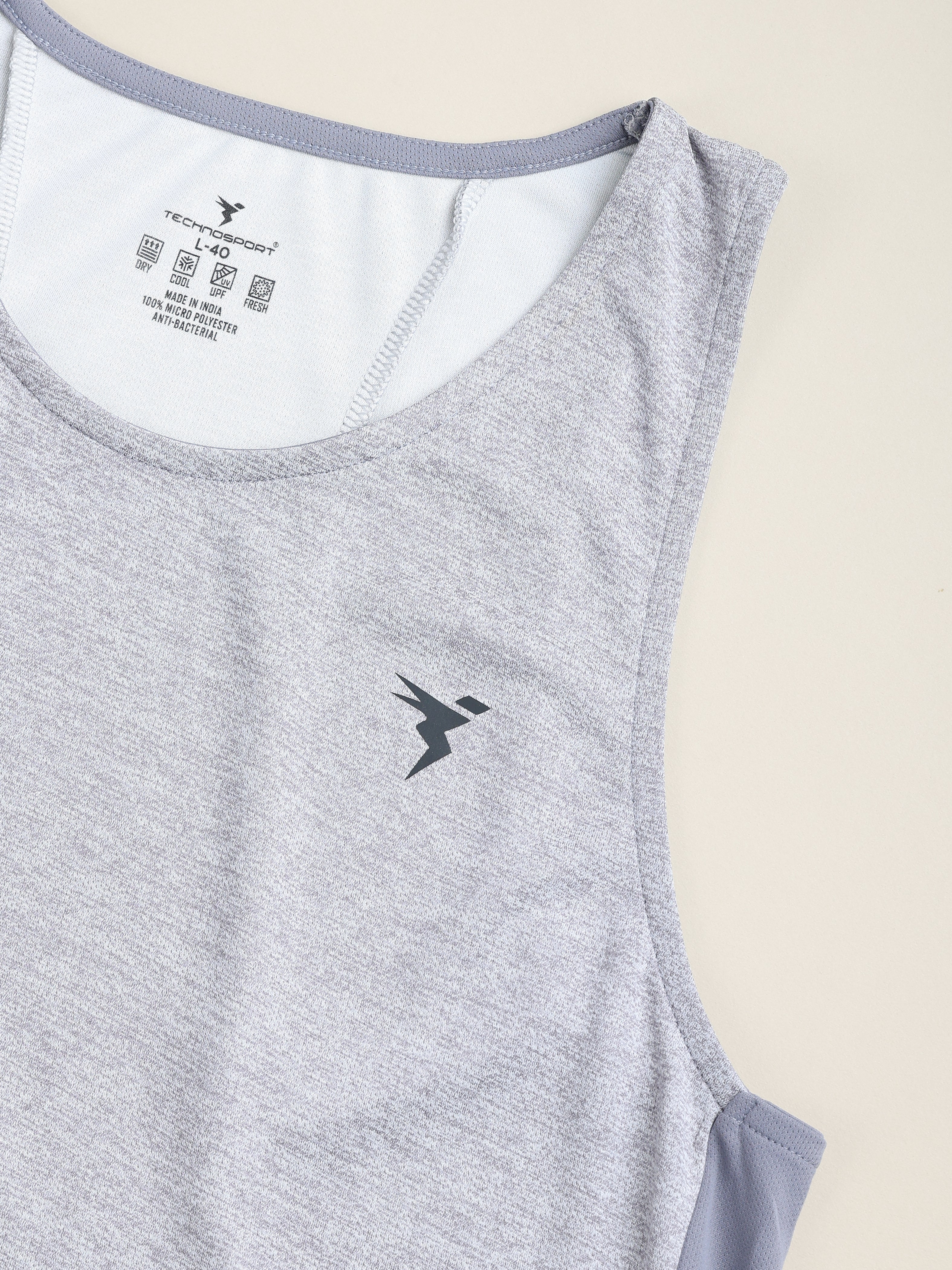 Men Melange Slim Fit Round Neck Sports Innerwear Vest with DOUBLE COOL - Image 6