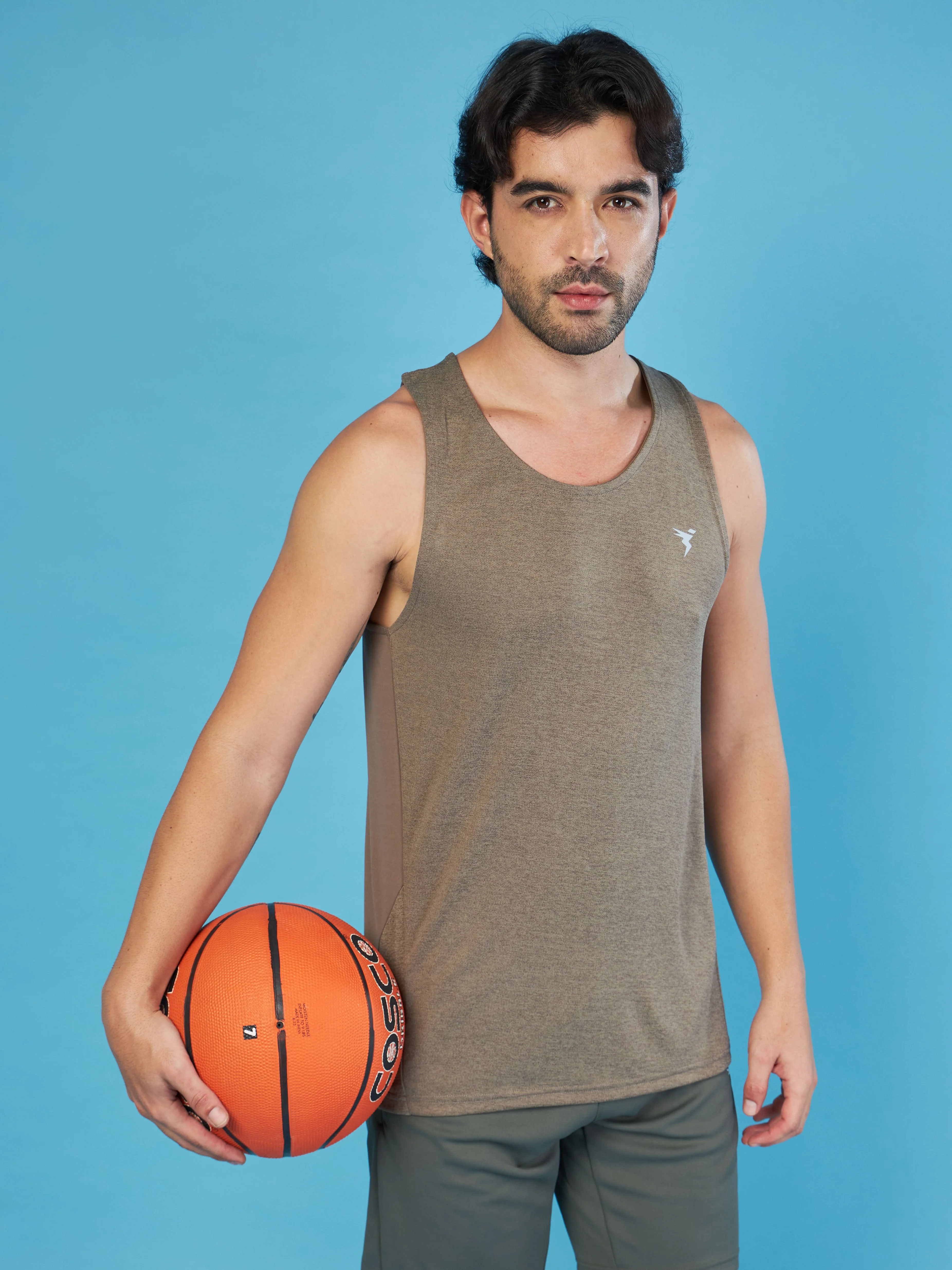 Men Melange Slim Fit Round Neck Sports Innerwear Vest with DOUBLE COOL - Image 2