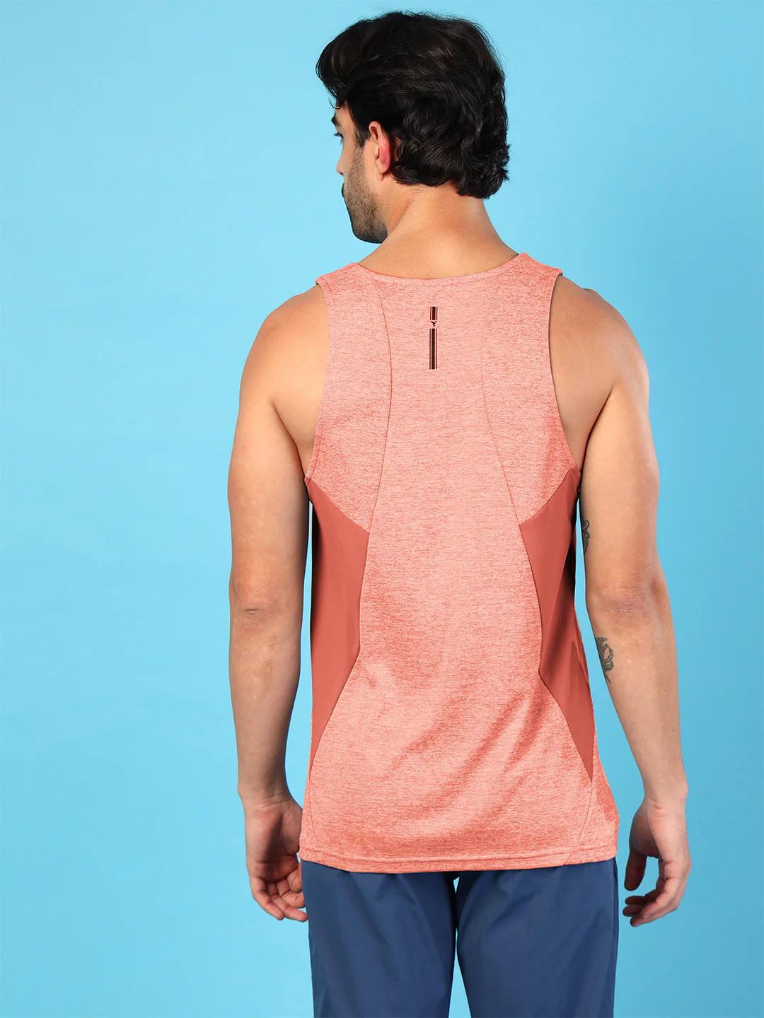 Men Melange Slim Fit Round Neck Sports Innerwear Vest with DOUBLE COOL - Image 3