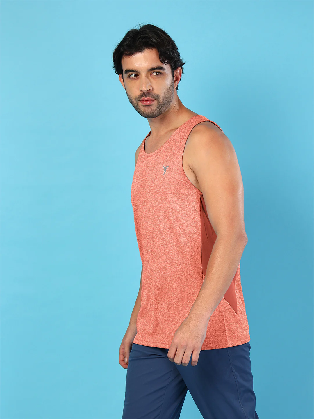 Men Melange Slim Fit Round Neck Sports Innerwear Vest with DOUBLE COOL - Image 4