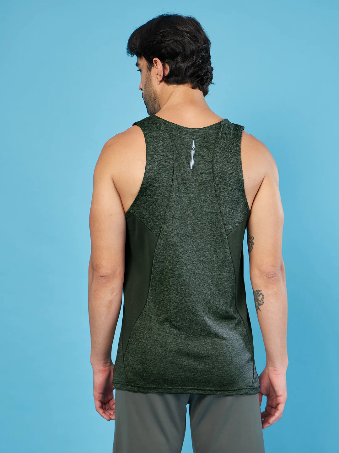 Men Melange Slim Fit Round Neck Sports Innerwear Vest with DOUBLE COOL - Image 3