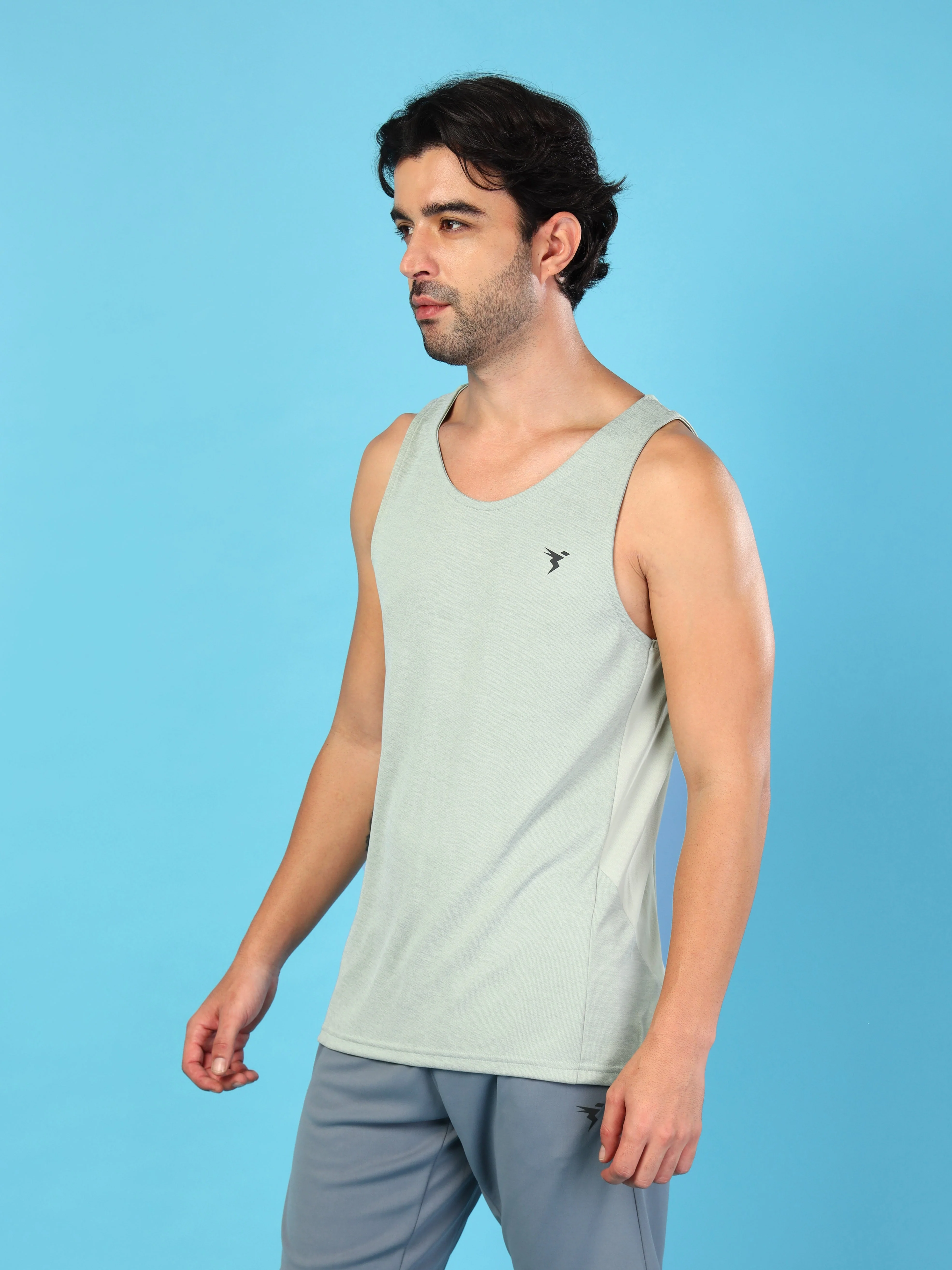 Men Melange Slim Fit Round Neck Sports Innerwear Vest with DOUBLE COOL - Image 4