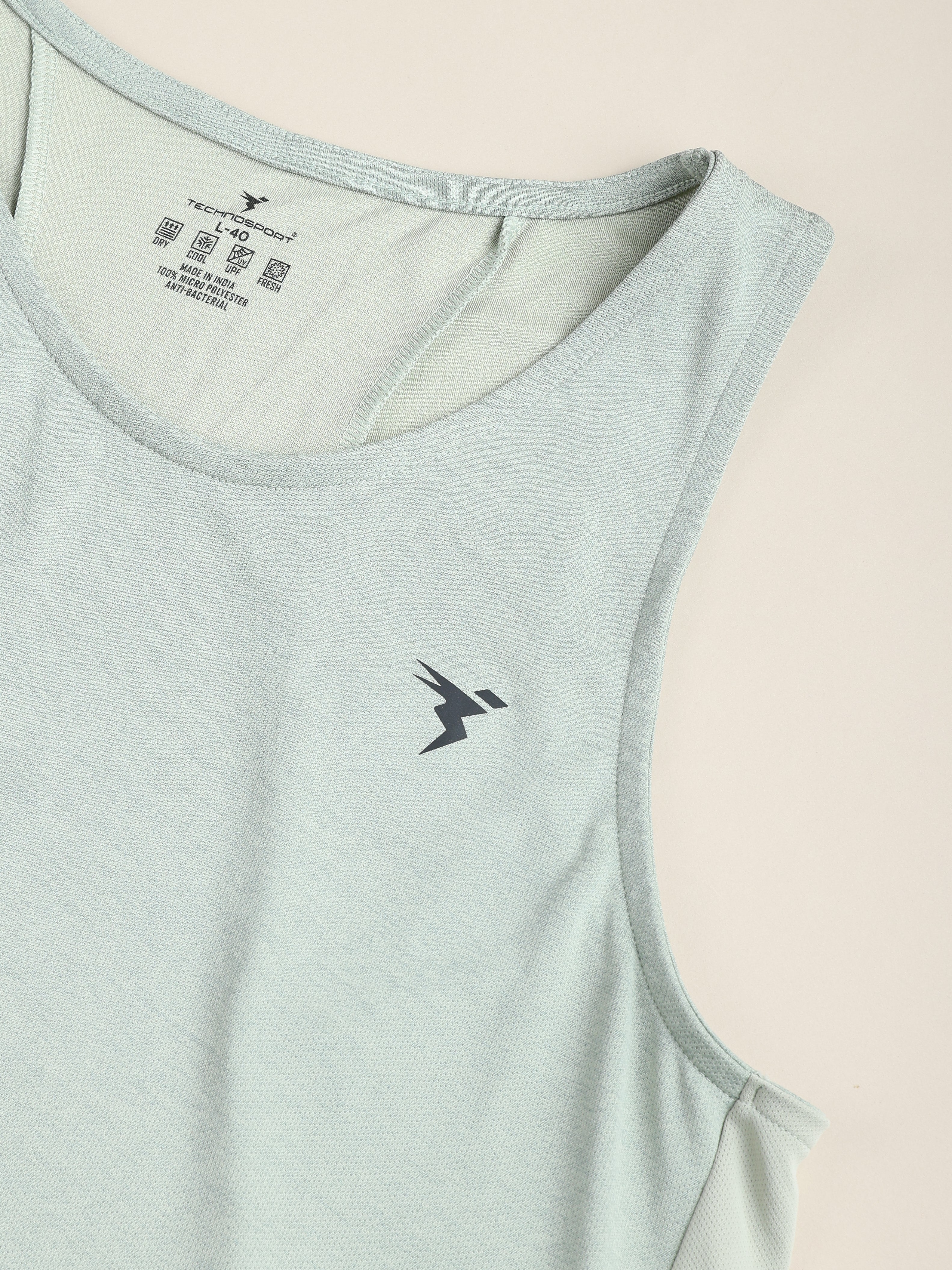 Men Melange Slim Fit Round Neck Sports Innerwear Vest with DOUBLE COOL - Image 6