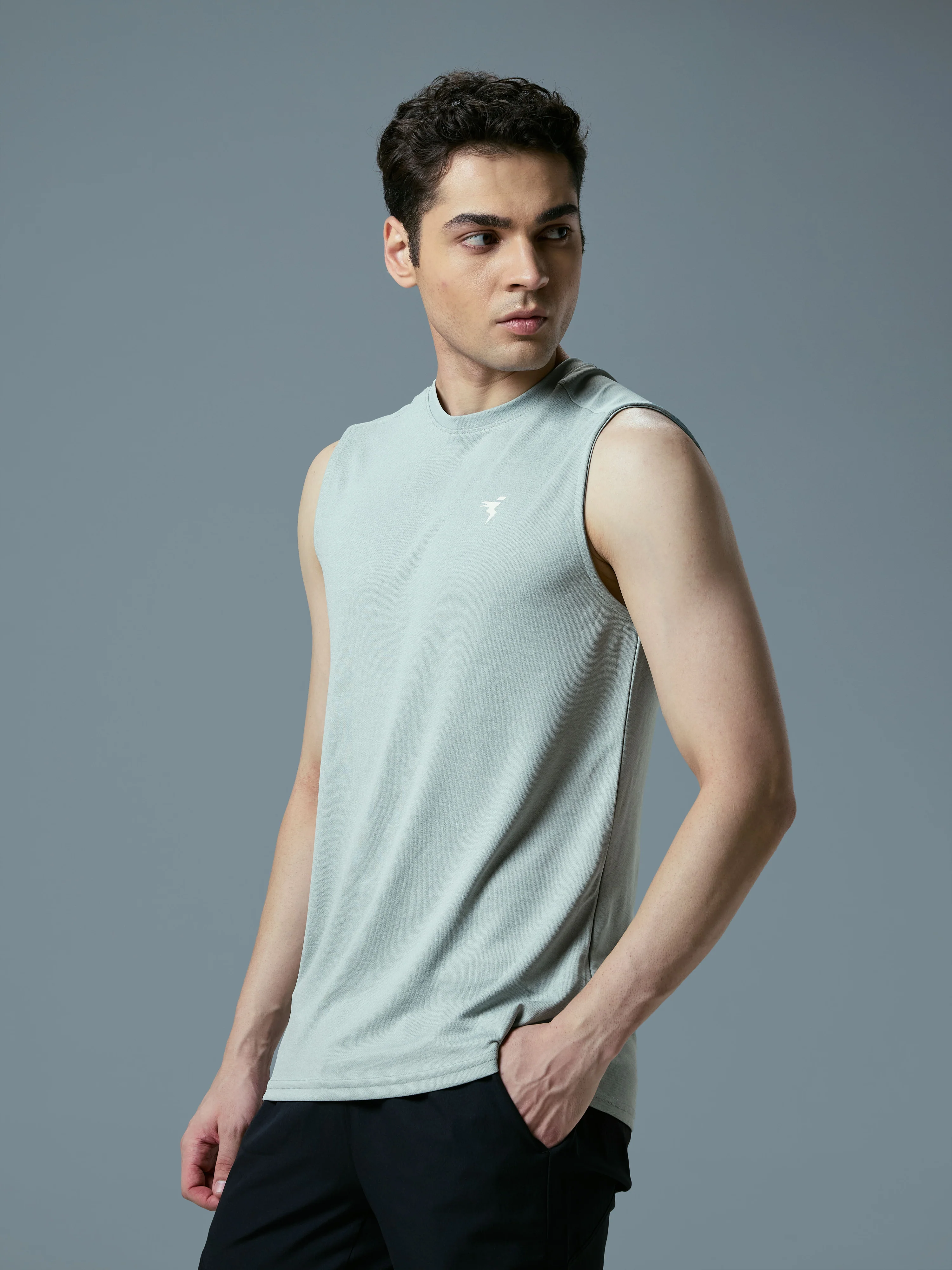 Men Melange Slim Fit Round Neck Sports Innerwear Vest with DOUBLE COOL - Image 4