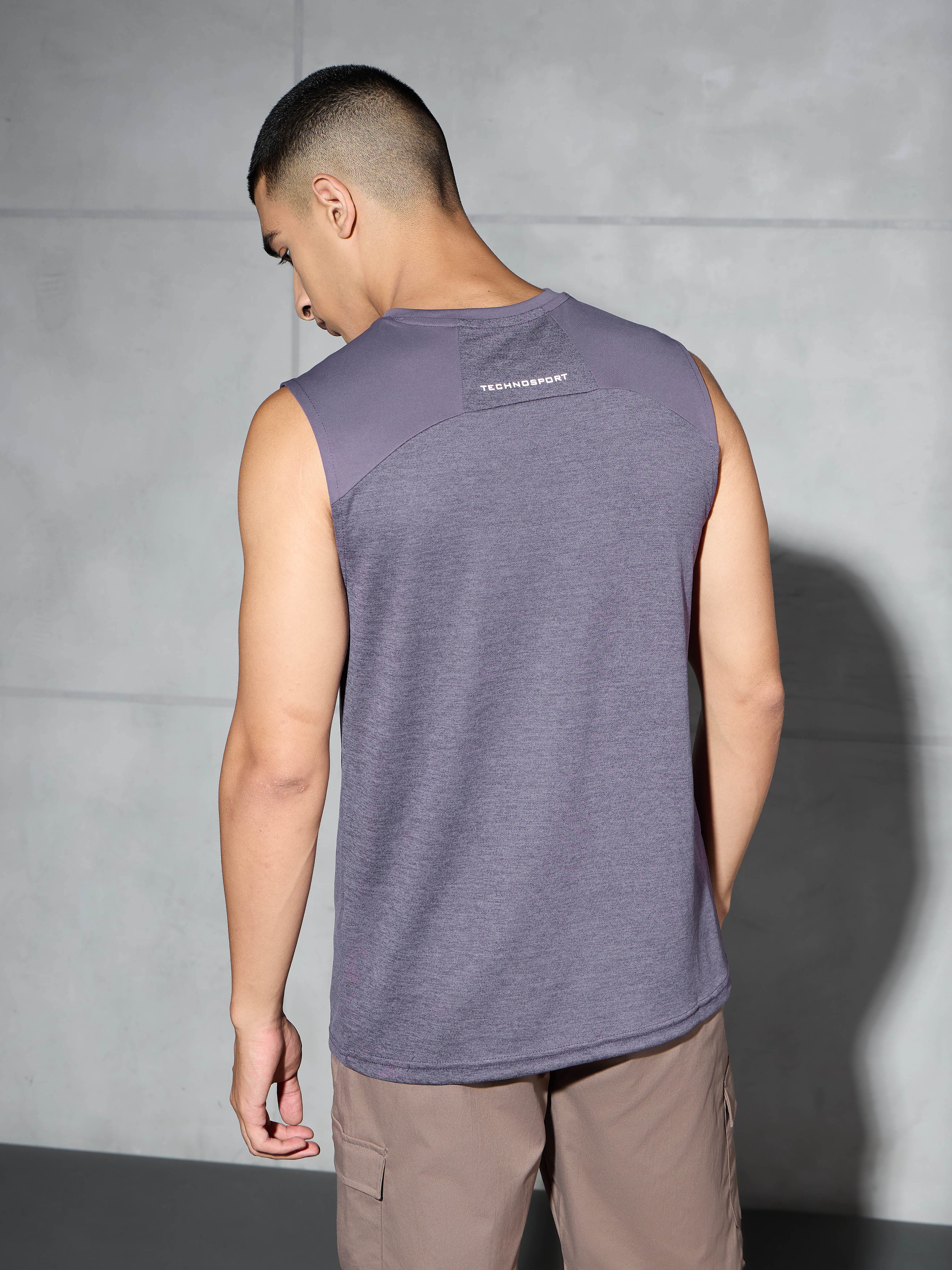 Men Melange Slim Fit Round Neck Sports Innerwear Vest with DOUBLE COOL - Image 3