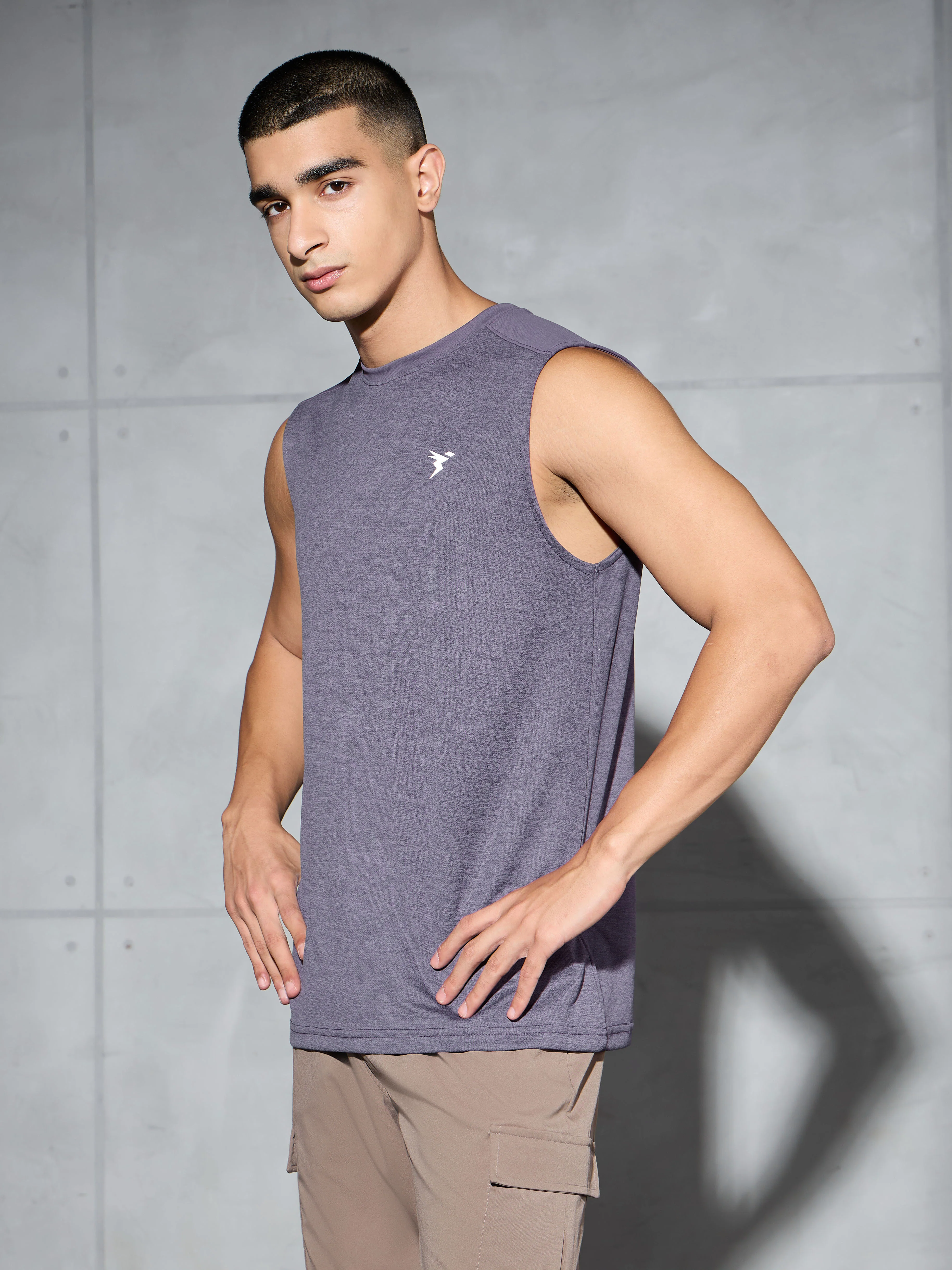 Men Melange Slim Fit Round Neck Sports Innerwear Vest with DOUBLE COOL - Image 4
