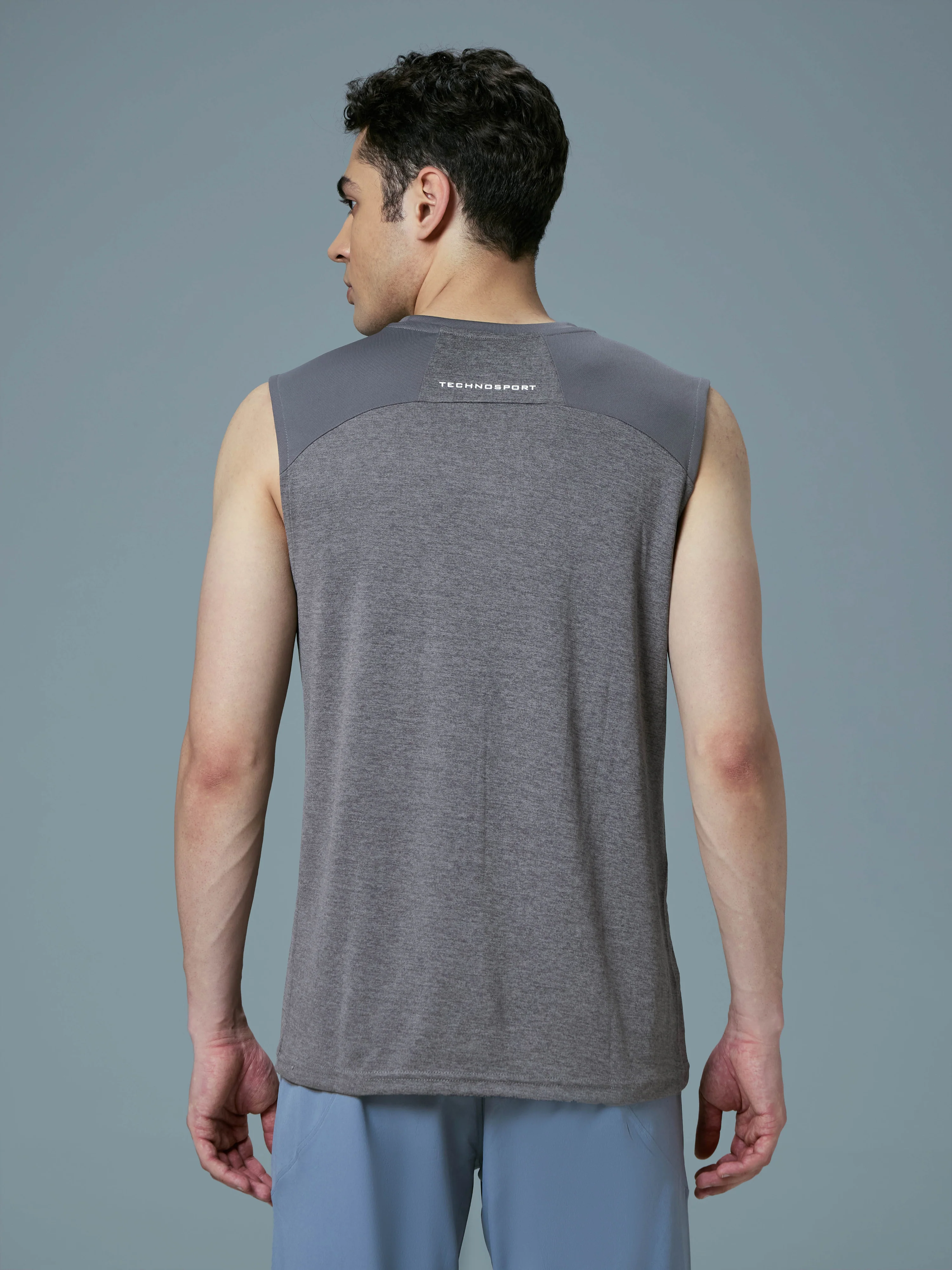 Men Melange Slim Fit Round Neck Sports Innerwear Vest with DOUBLE COOL - Image 3