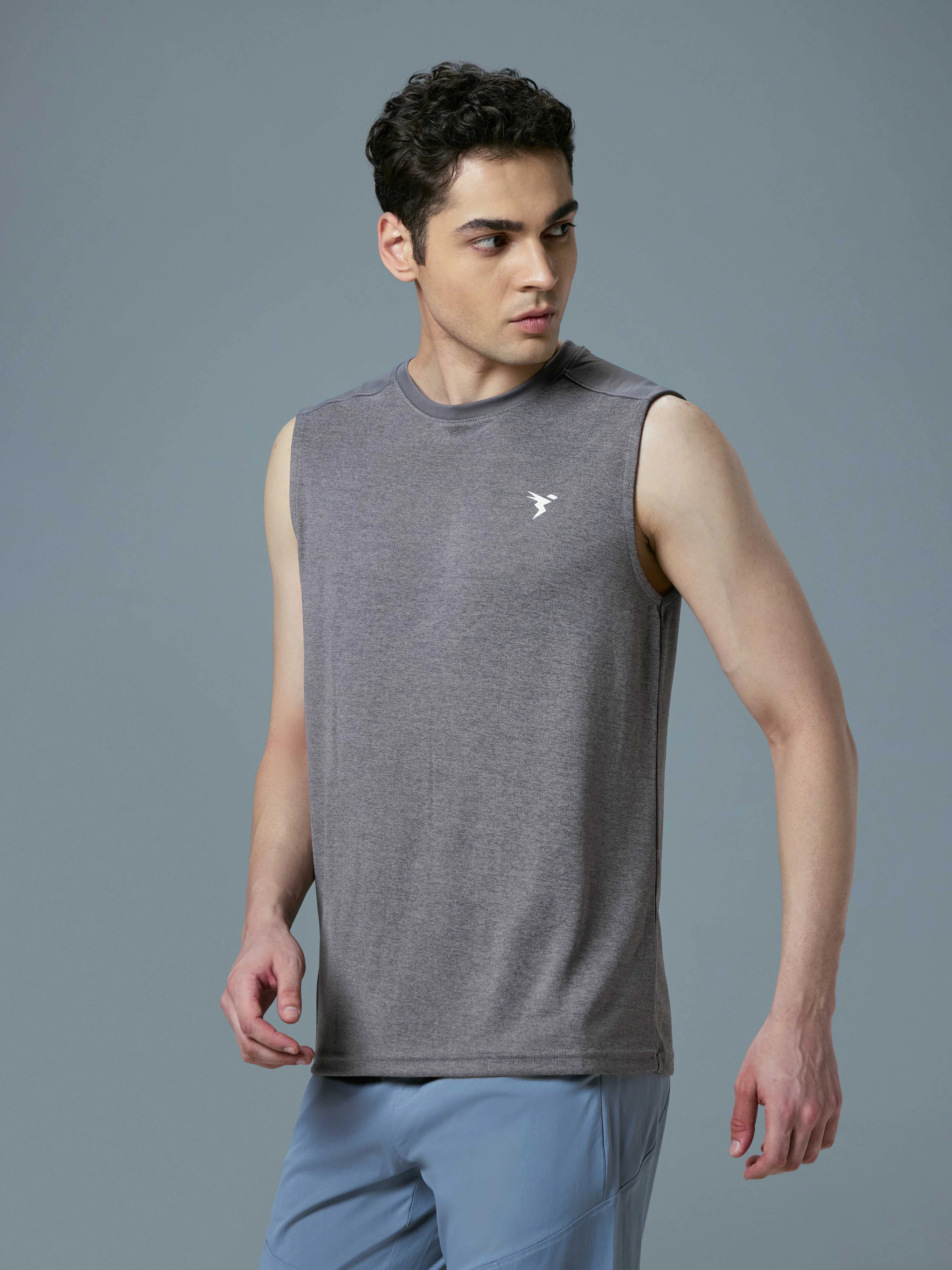 Men Melange Slim Fit Round Neck Sports Innerwear Vest with DOUBLE COOL - Image 4