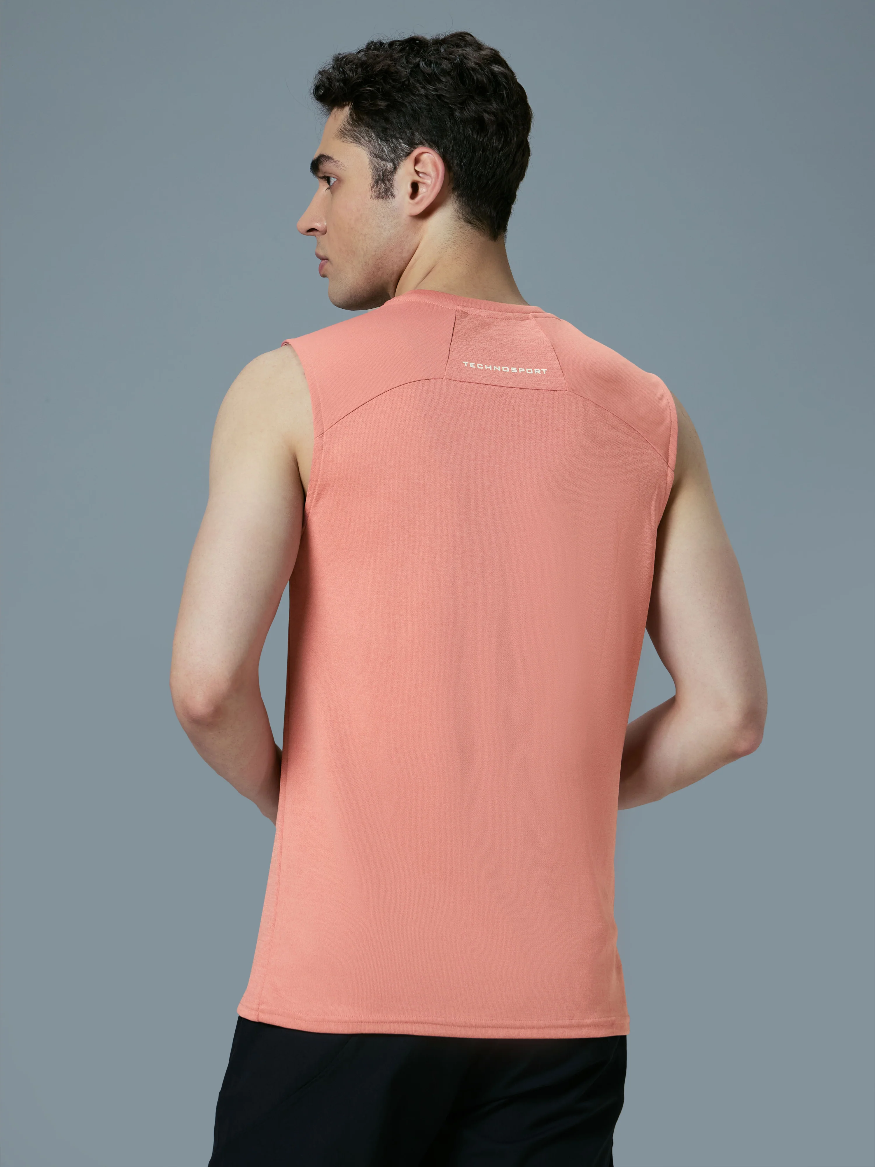 Men Melange Slim Fit Round Neck Sports Innerwear Vest with DOUBLE COOL - Image 3