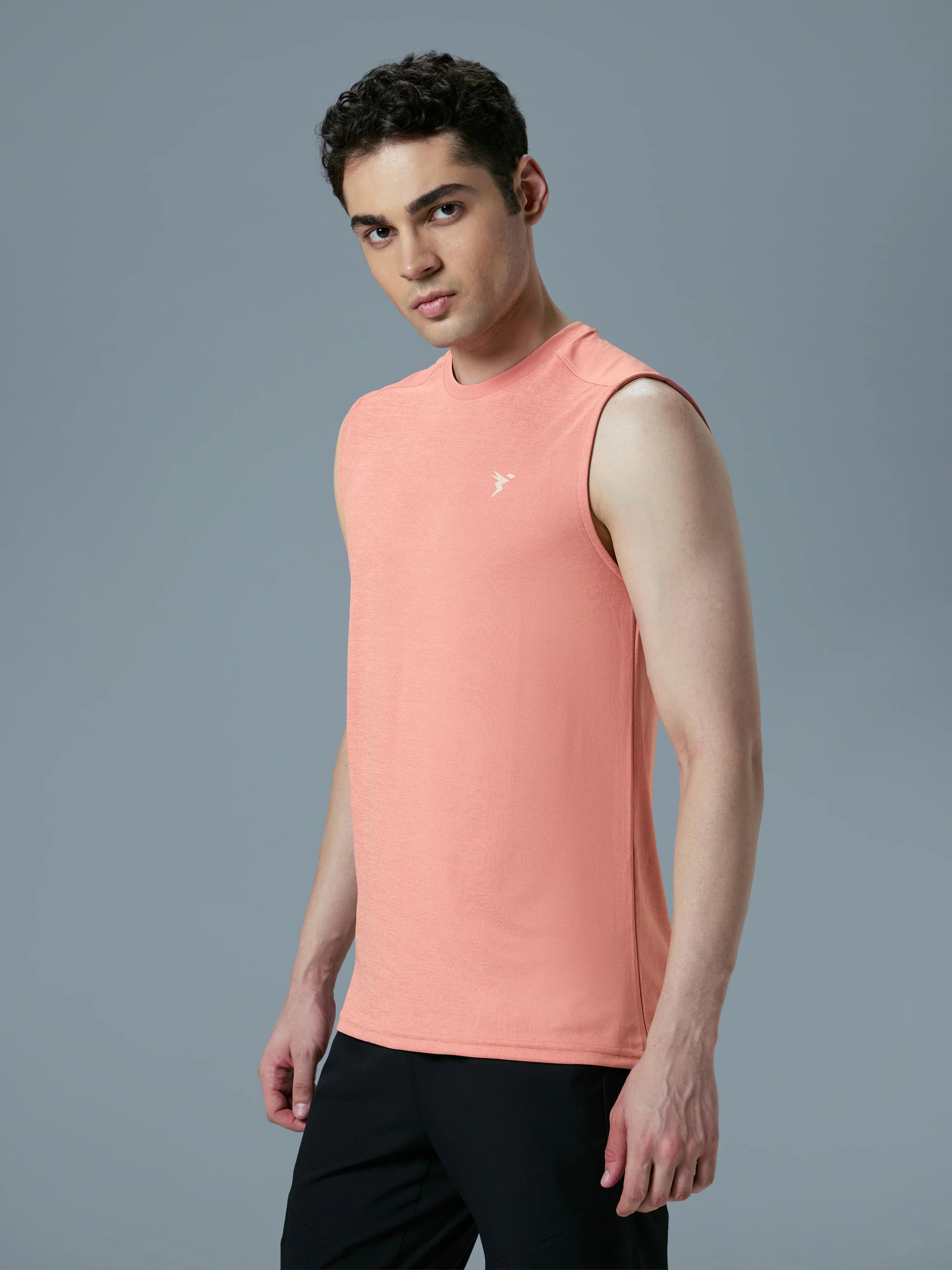 Men Melange Slim Fit Round Neck Sports Innerwear Vest with DOUBLE COOL - Image 4