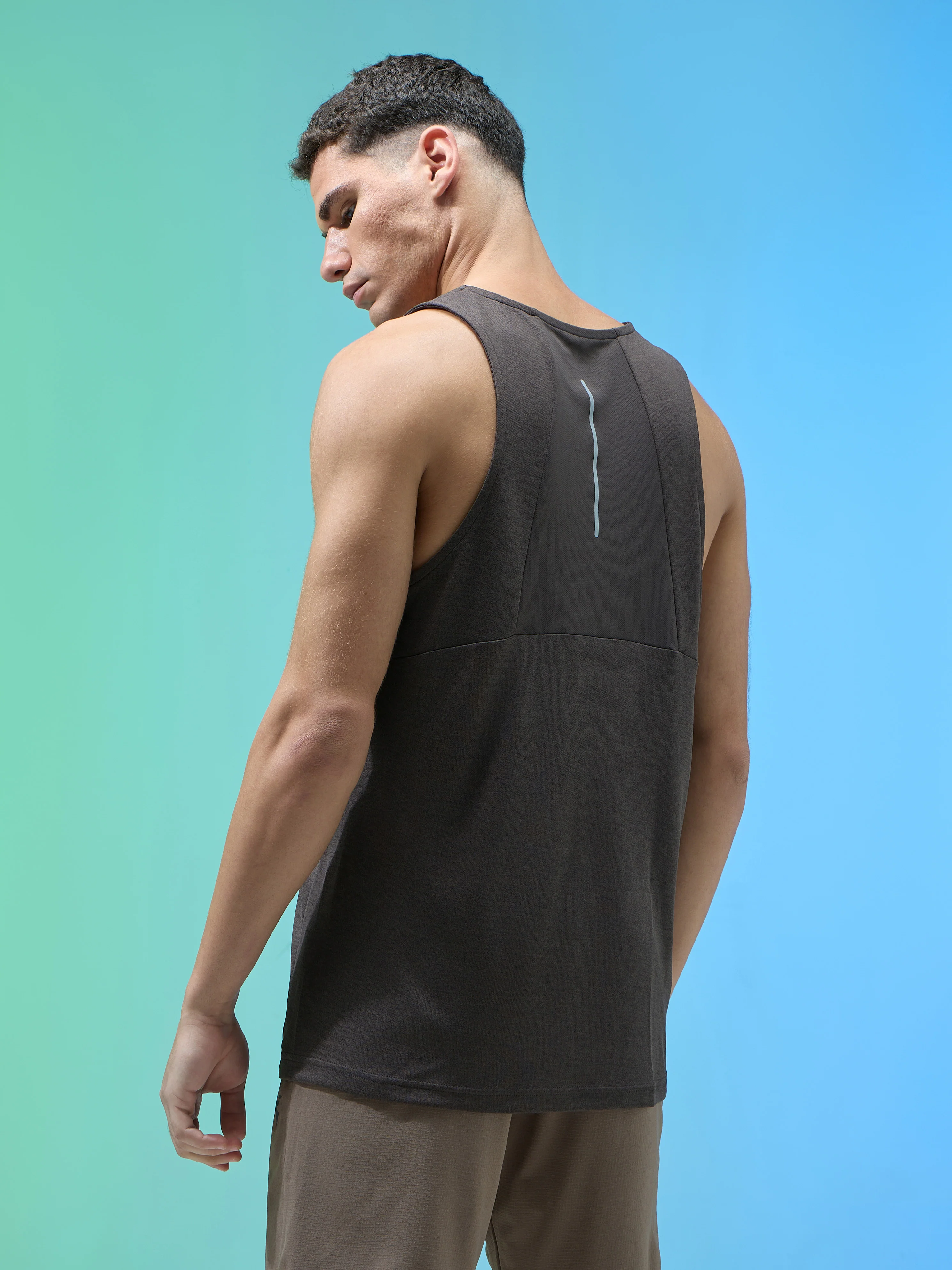 Men Melange Slim Fit Round Neck Sports Innerwear Vest with DOUBLE COOL - Image 3