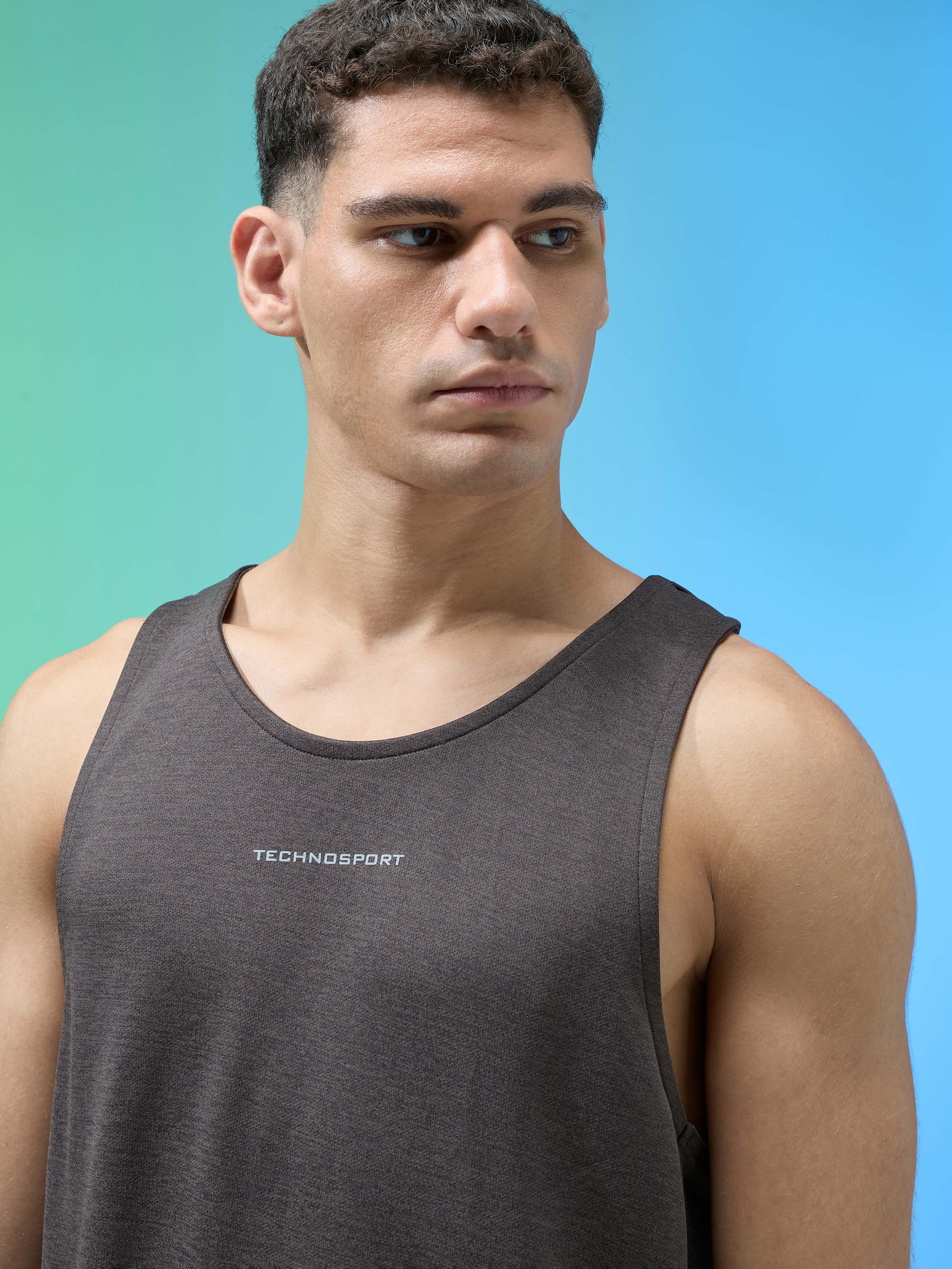 Men Melange Slim Fit Round Neck Sports Innerwear Vest with DOUBLE COOL - Image 6