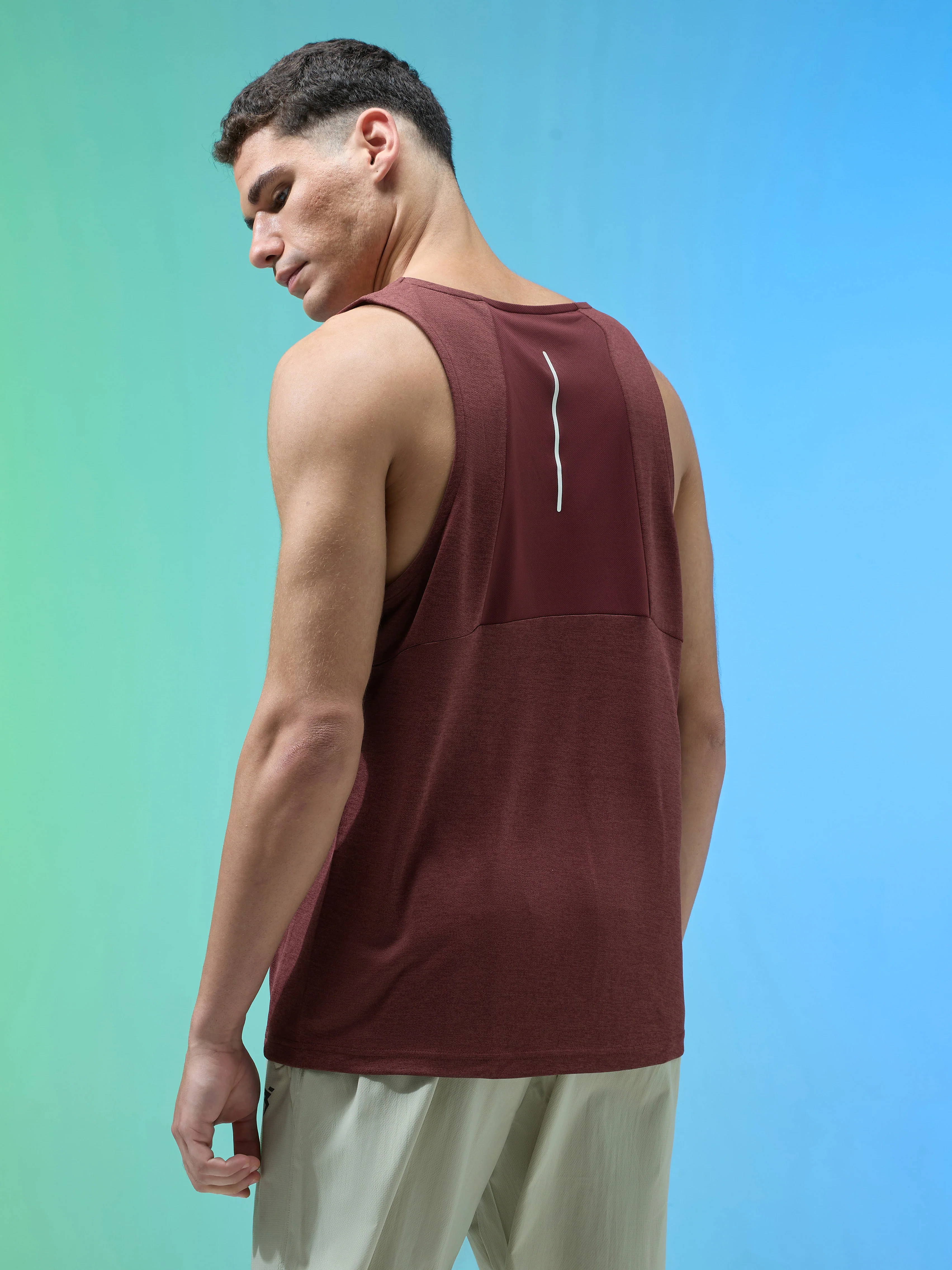 Men Melange Slim Fit Round Neck Sports Innerwear Vest with DOUBLE COOL - Image 3