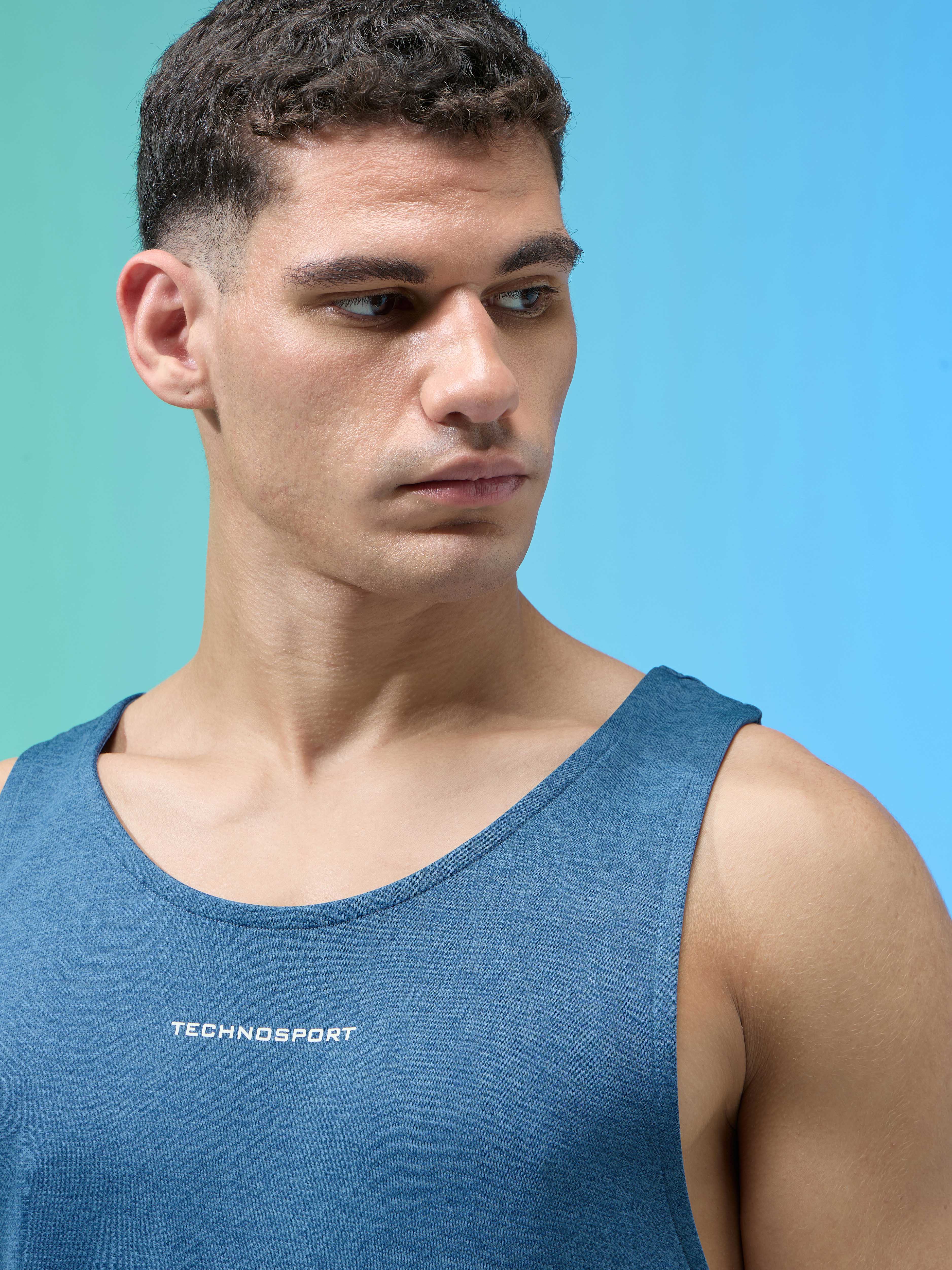 Men Melange Slim Fit Round Neck Sports Innerwear Vest with DOUBLE COOL - Image 6