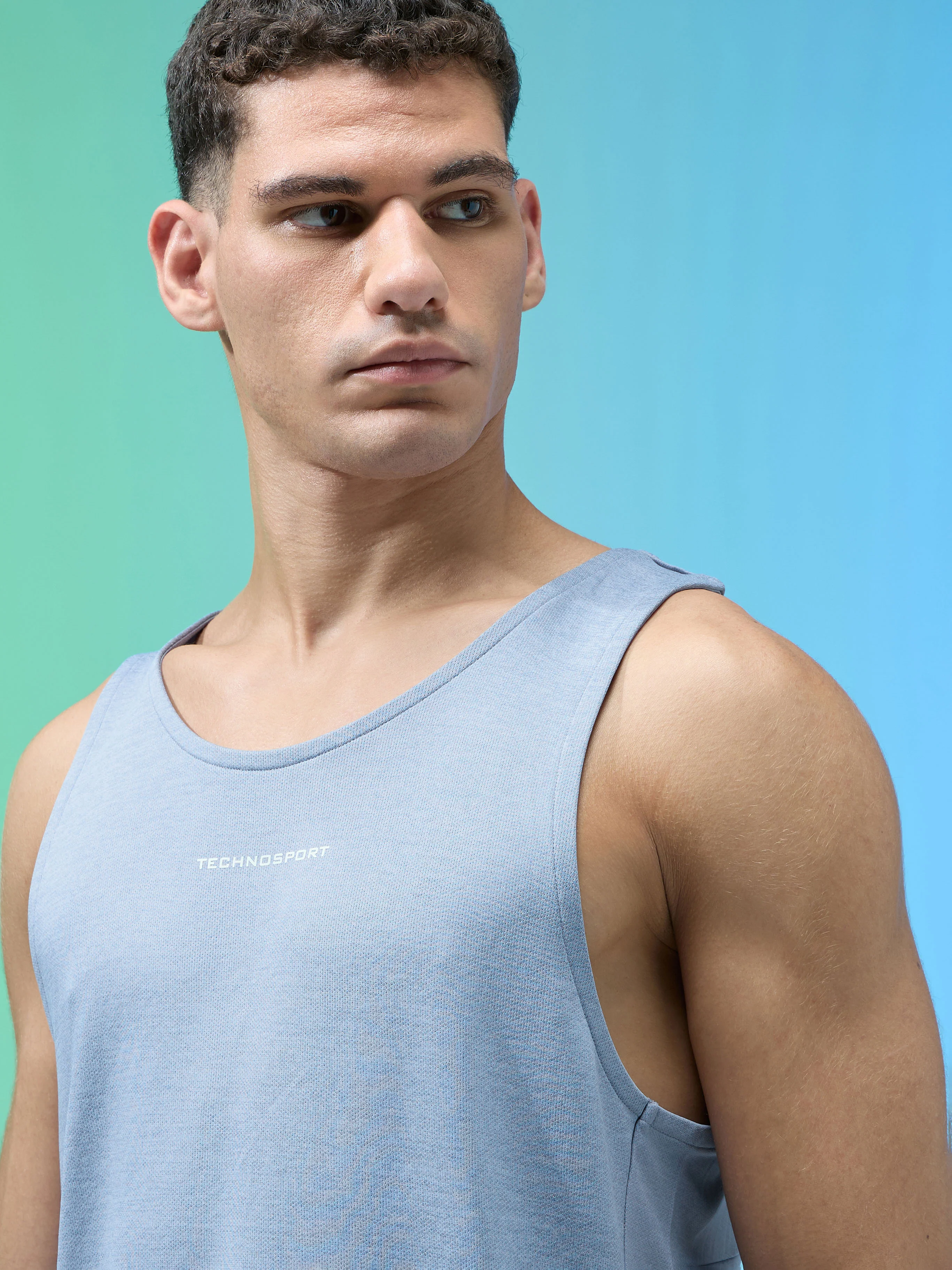 Men Melange Slim Fit Round Neck Sports Innerwear Vest with DOUBLE COOL - Image 6