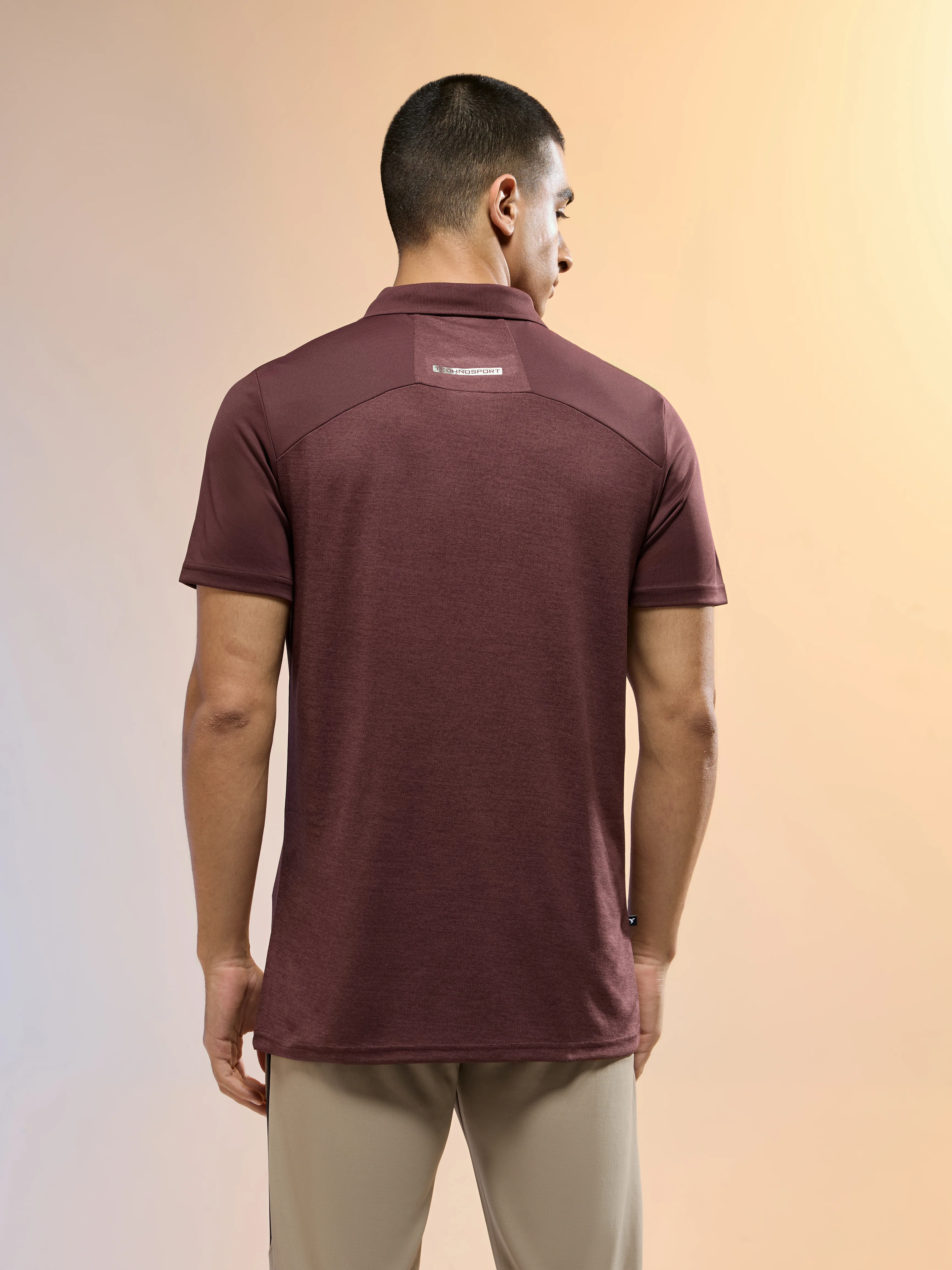 Men Melange Slim Fit Round Neck Sports T-shirt with DOUBLE COOL - Image 3