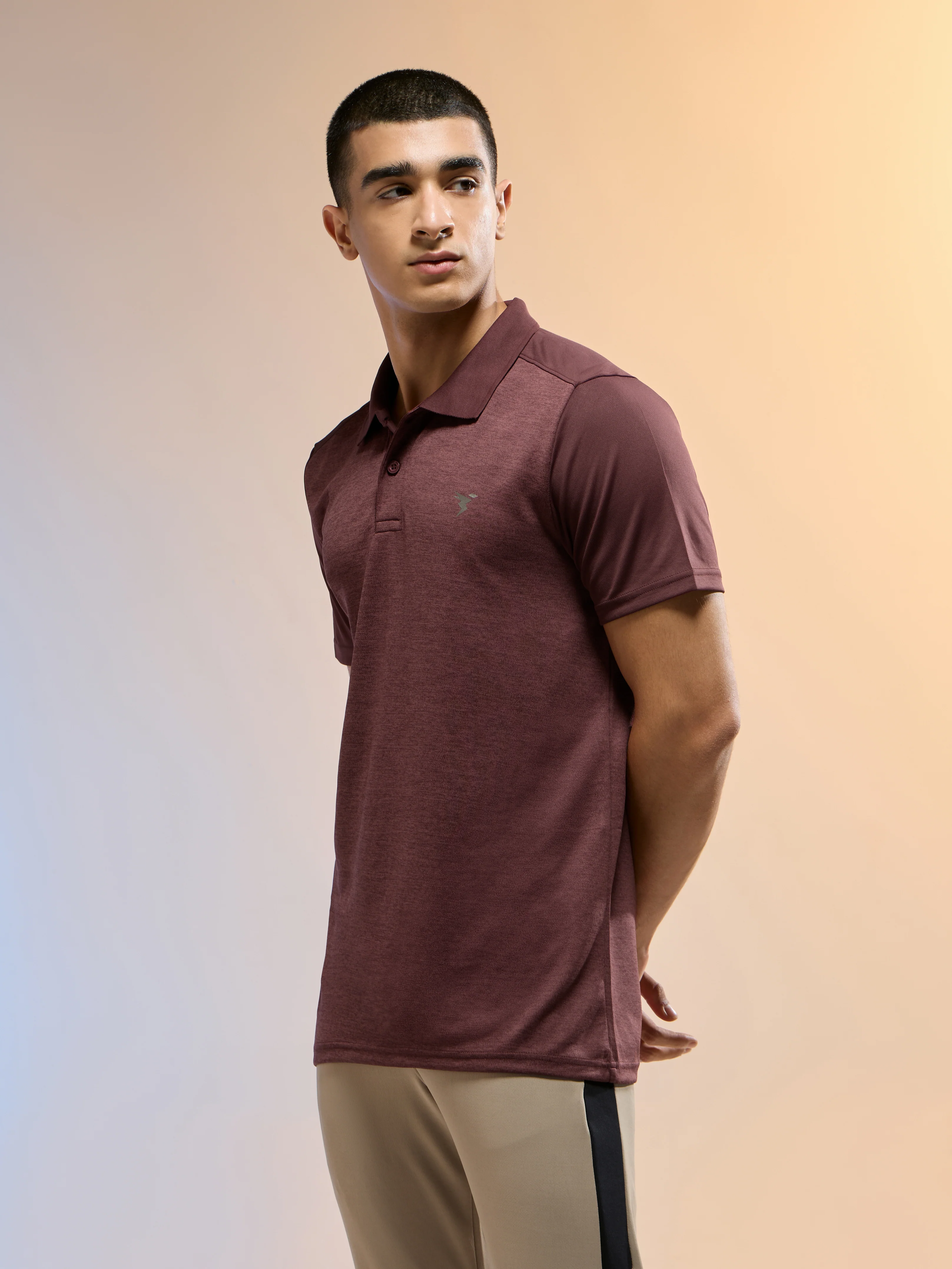 Men Melange Slim Fit Round Neck Sports T-shirt with DOUBLE COOL - Image 4