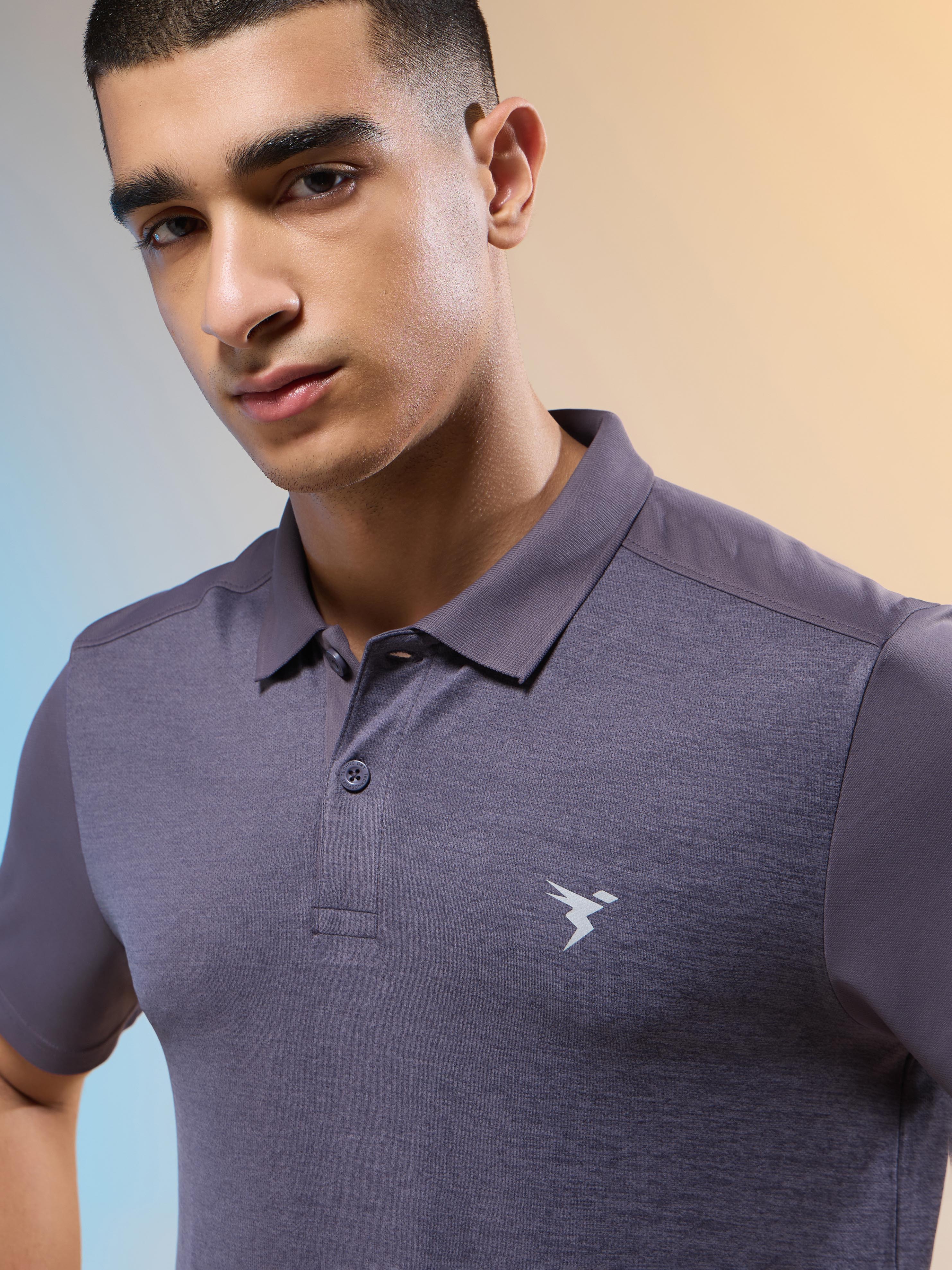Men Melange Slim Fit Round Neck Sports T-shirt with DOUBLE COOL - Image 6