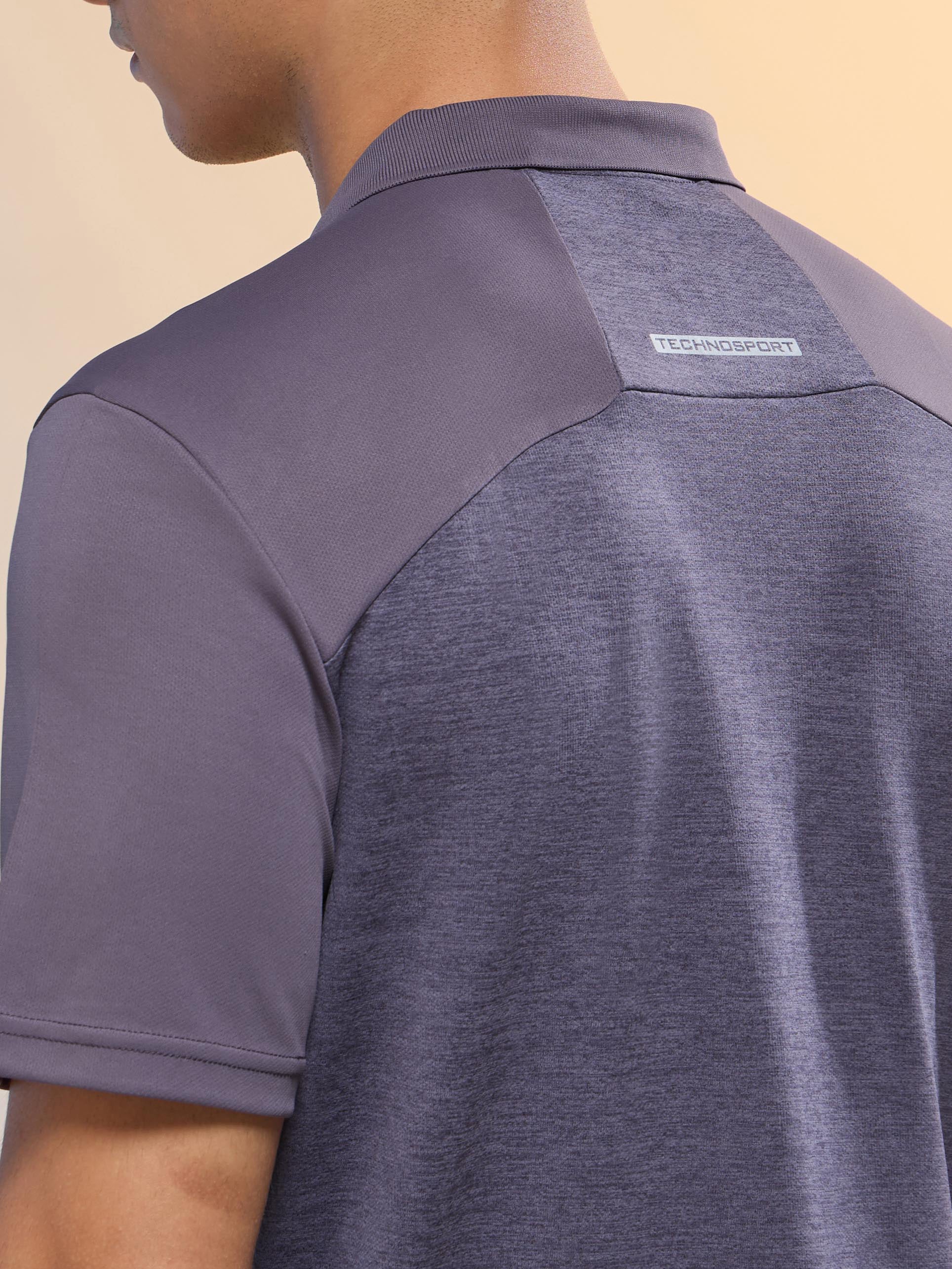 Men Melange Slim Fit Round Neck Sports T-shirt with DOUBLE COOL - Image 7