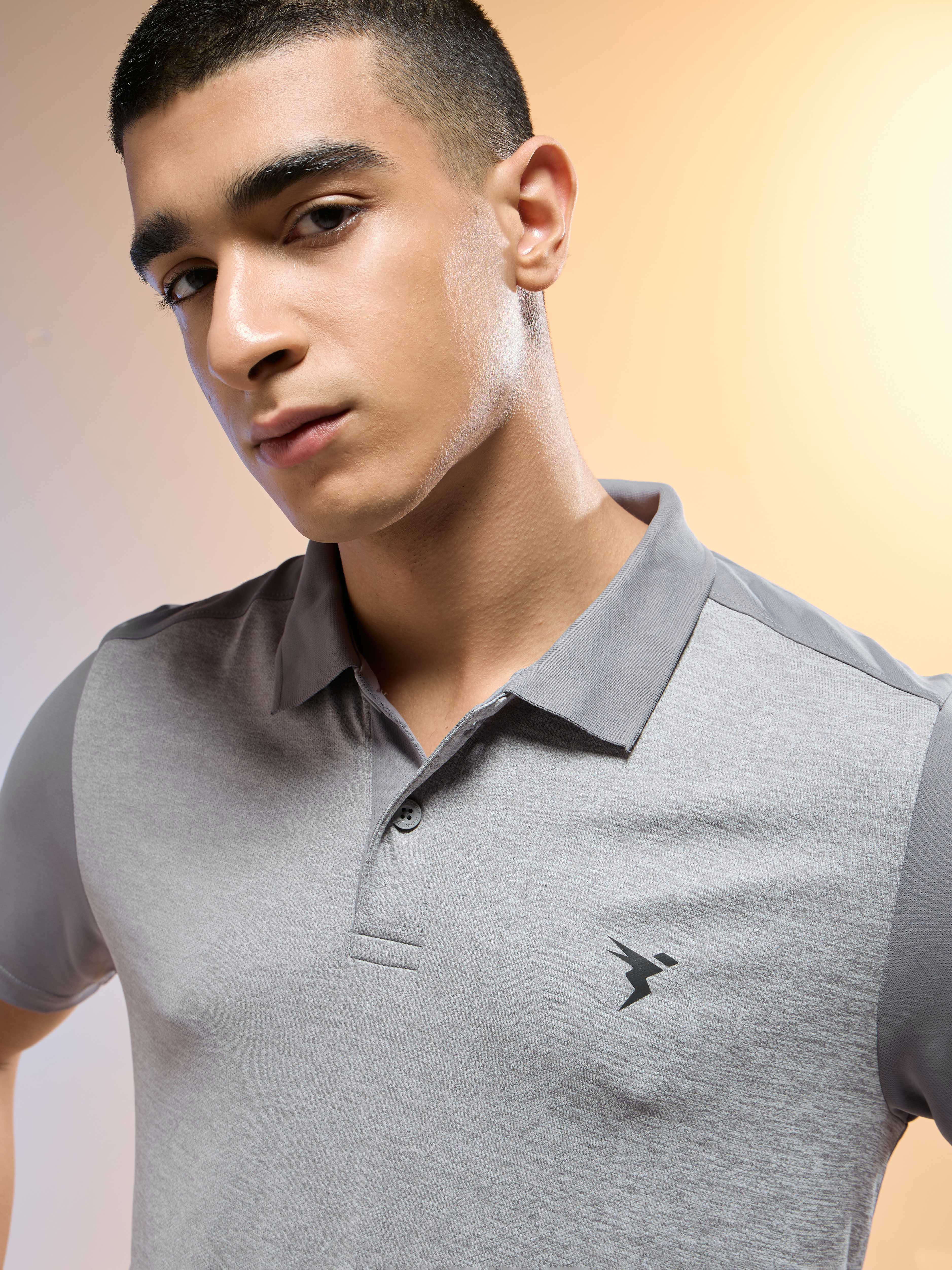 Men Melange Slim Fit Round Neck Sports T-shirt with DOUBLE COOL - Image 6
