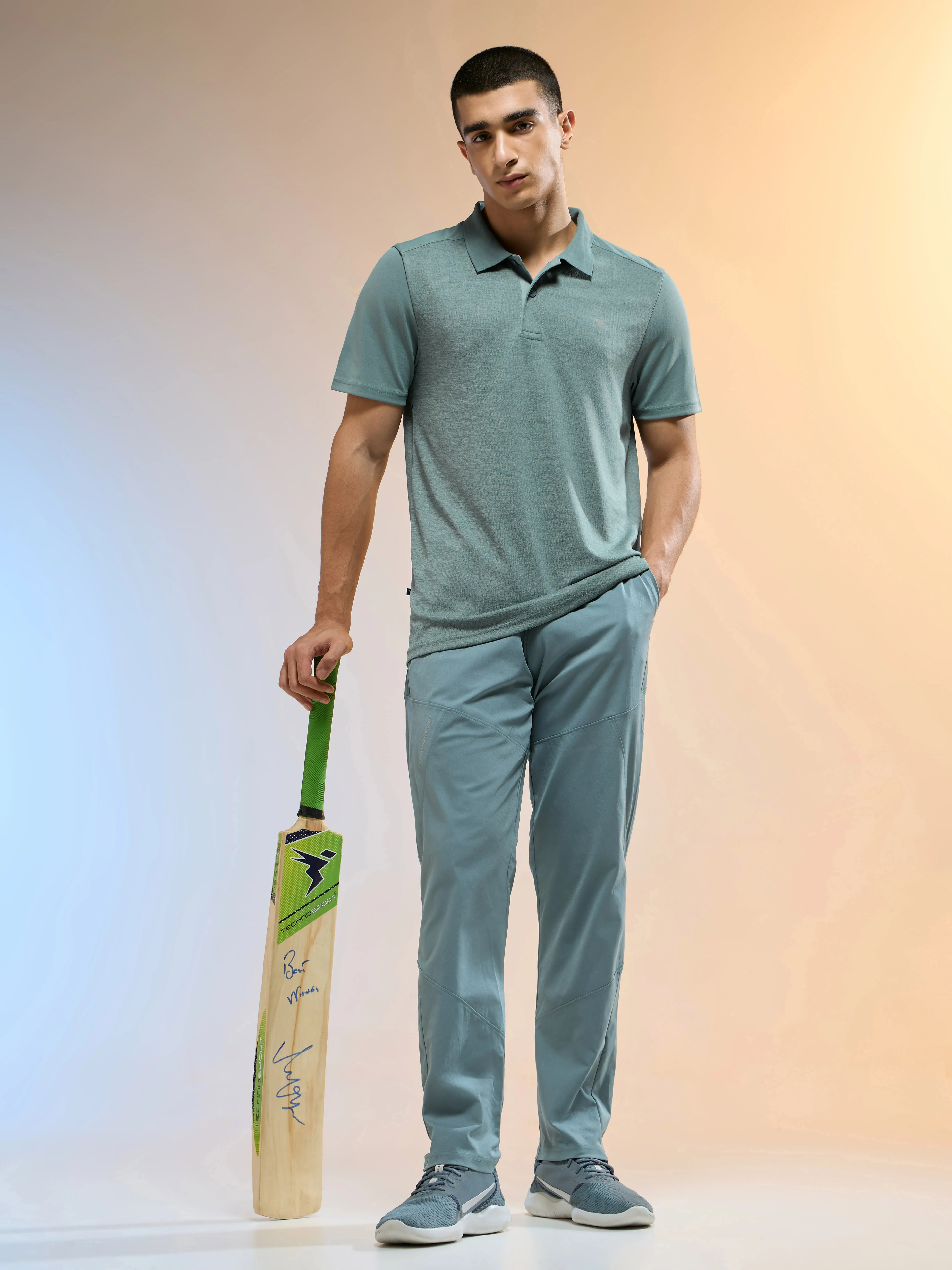 Men Melange Slim Fit Round Neck Sports T-shirt with DOUBLE COOL - Image 5