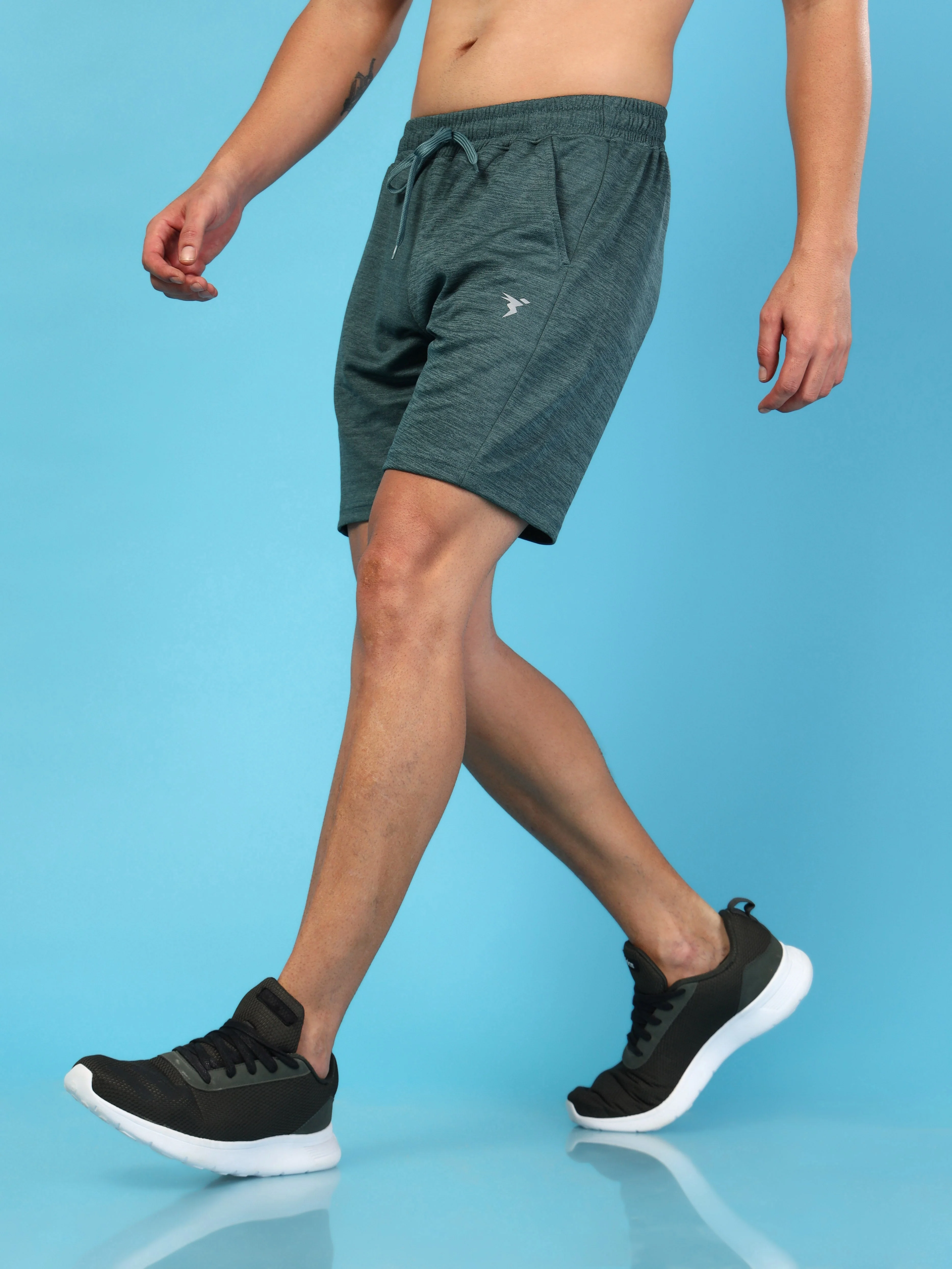 Men Melange Slim Fit Shorts with TECHNO DRY