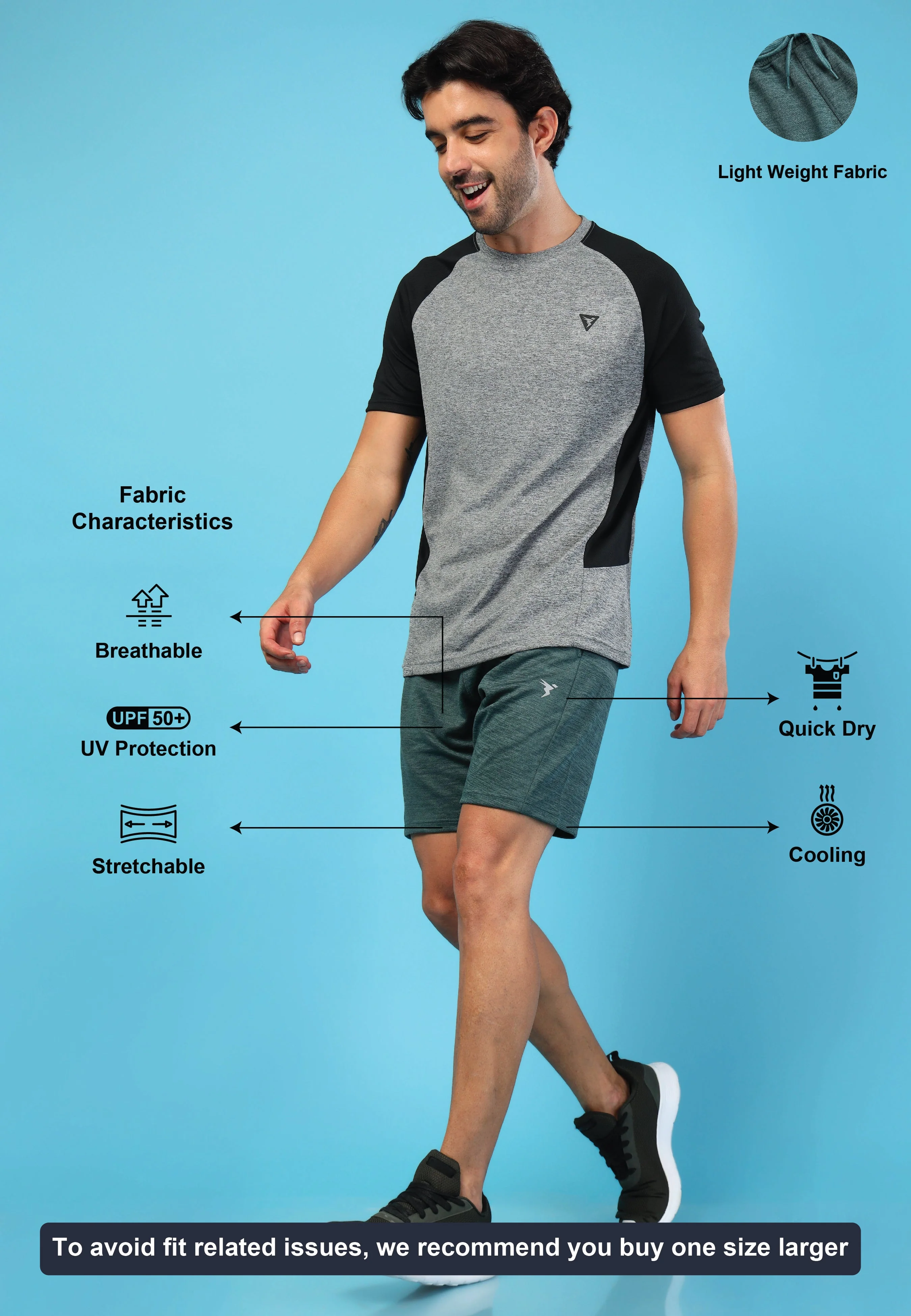 Men Melange Slim Fit Shorts with TECHNO DRY - Image 4