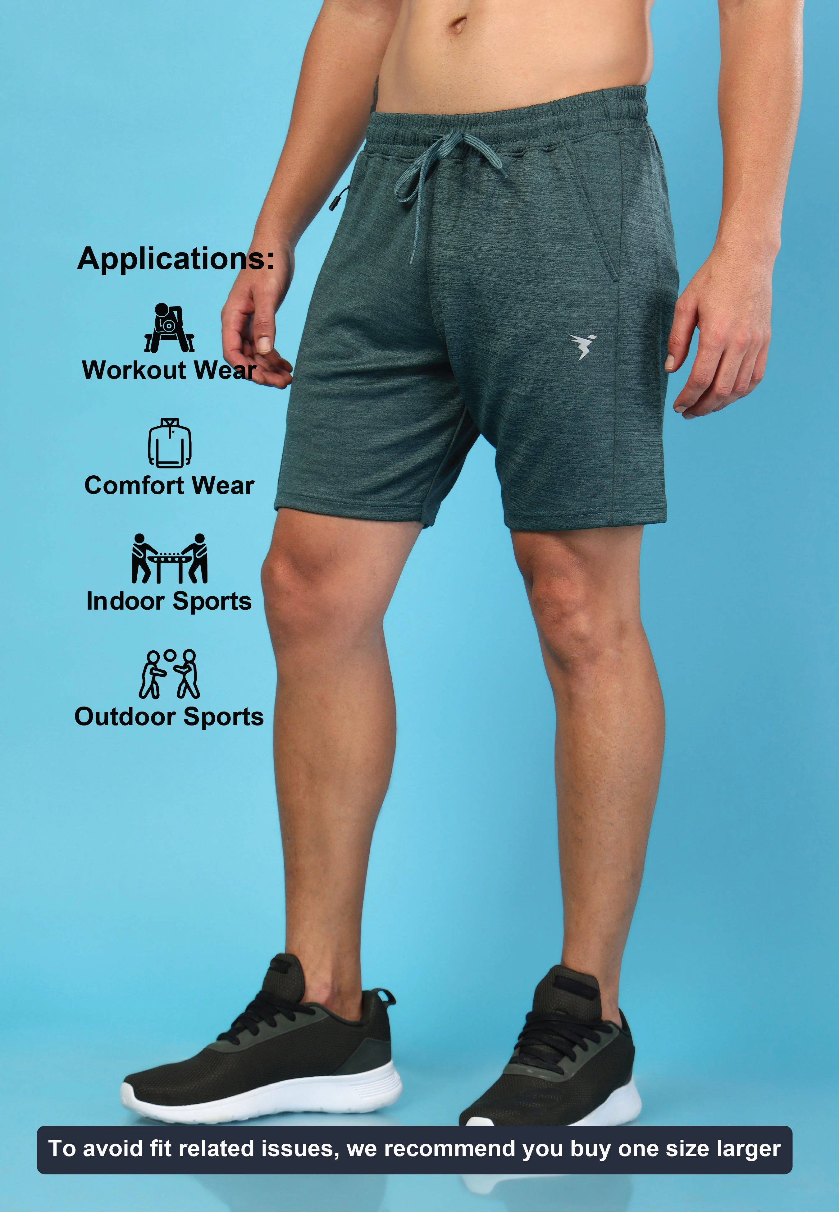 Men Melange Slim Fit Shorts with TECHNO DRY - Image 5