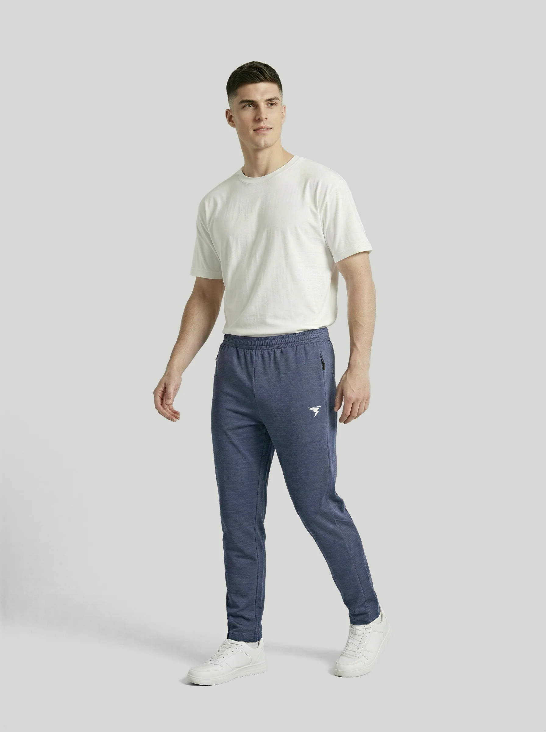 Men Melange Slim Fit Trackpants with TECHNO DRY - Image 5