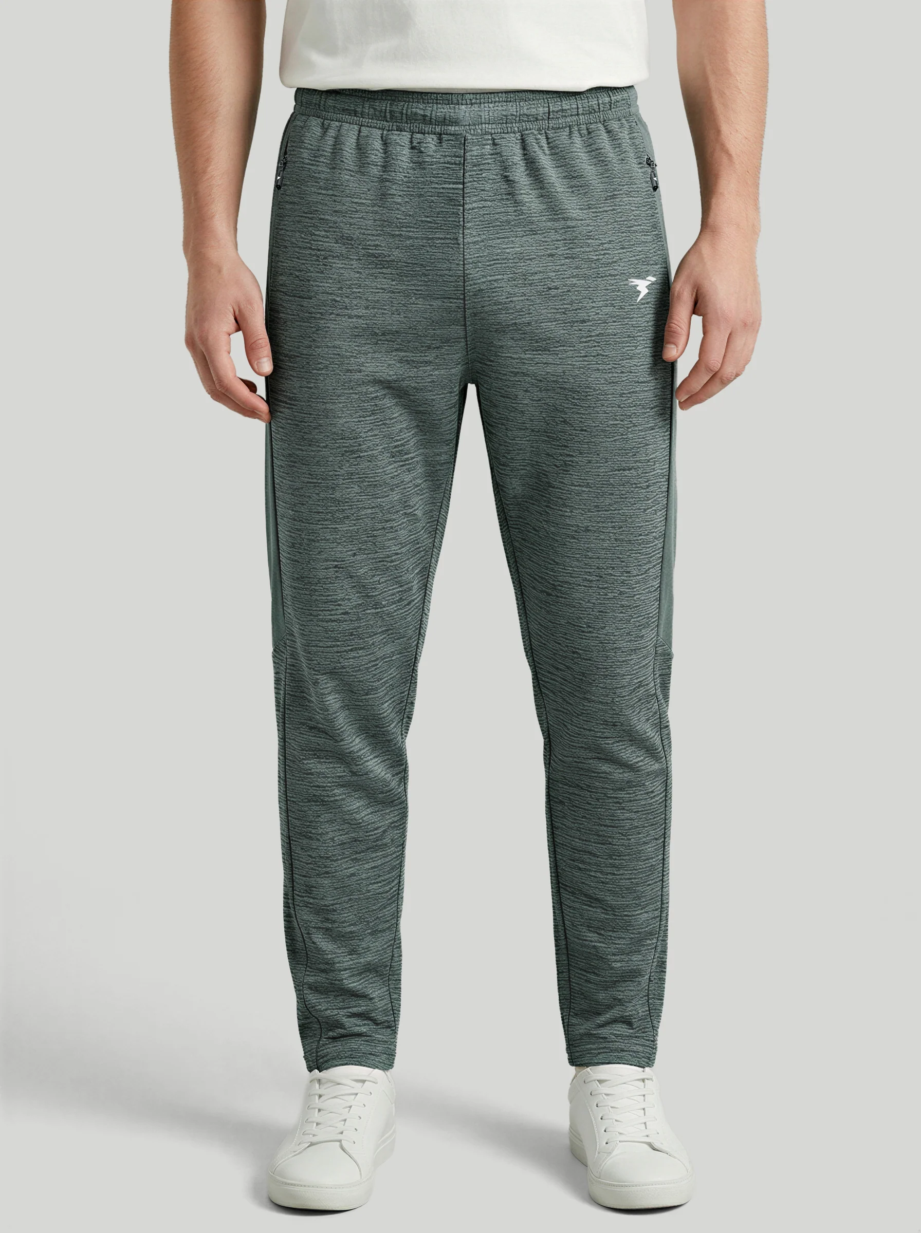 Men Melange Slim Fit Trackpants with TECHNO DRY
