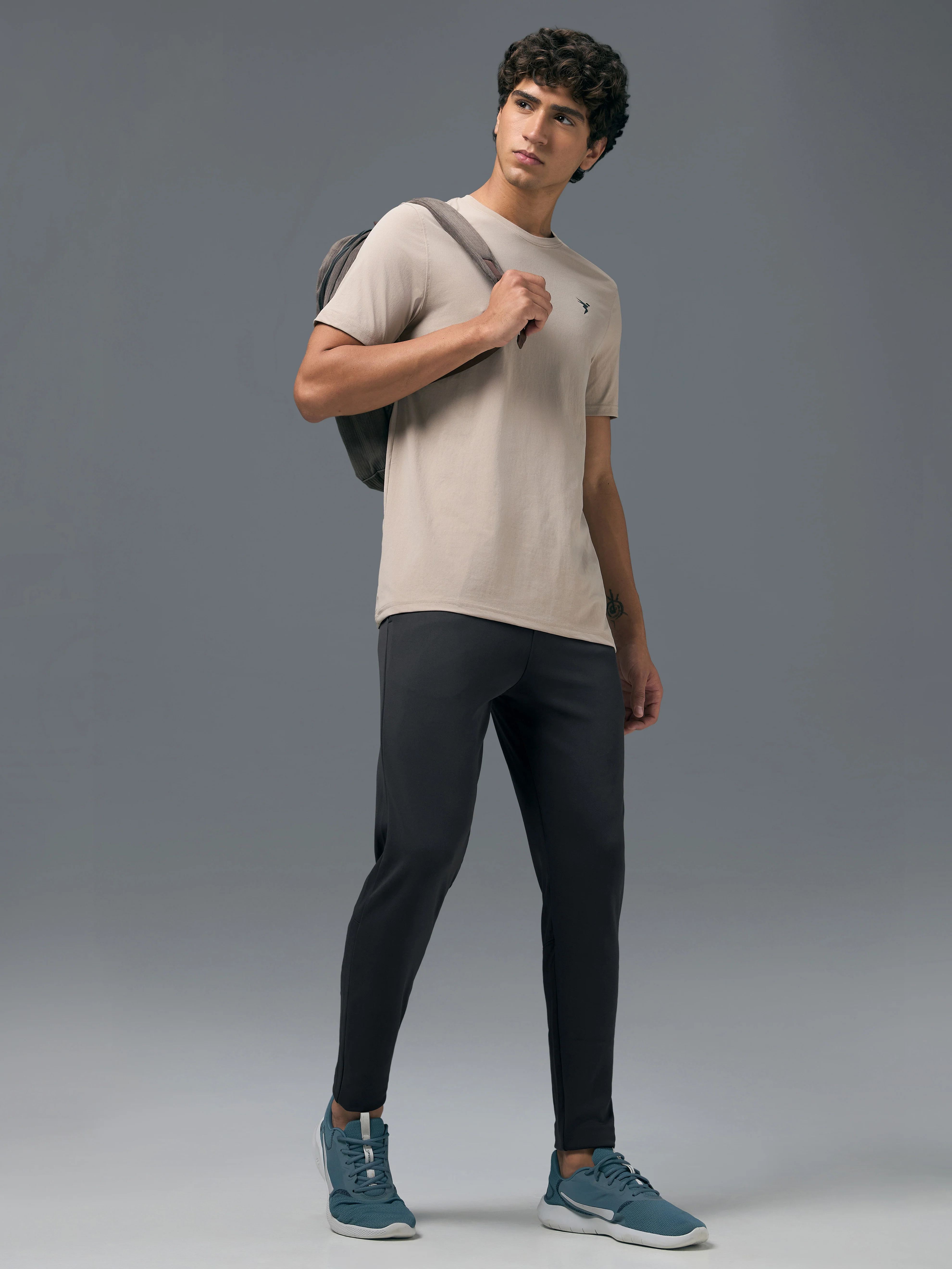 Men Melange Slim Fit Trackpants with TECHNO DRY - Image 5